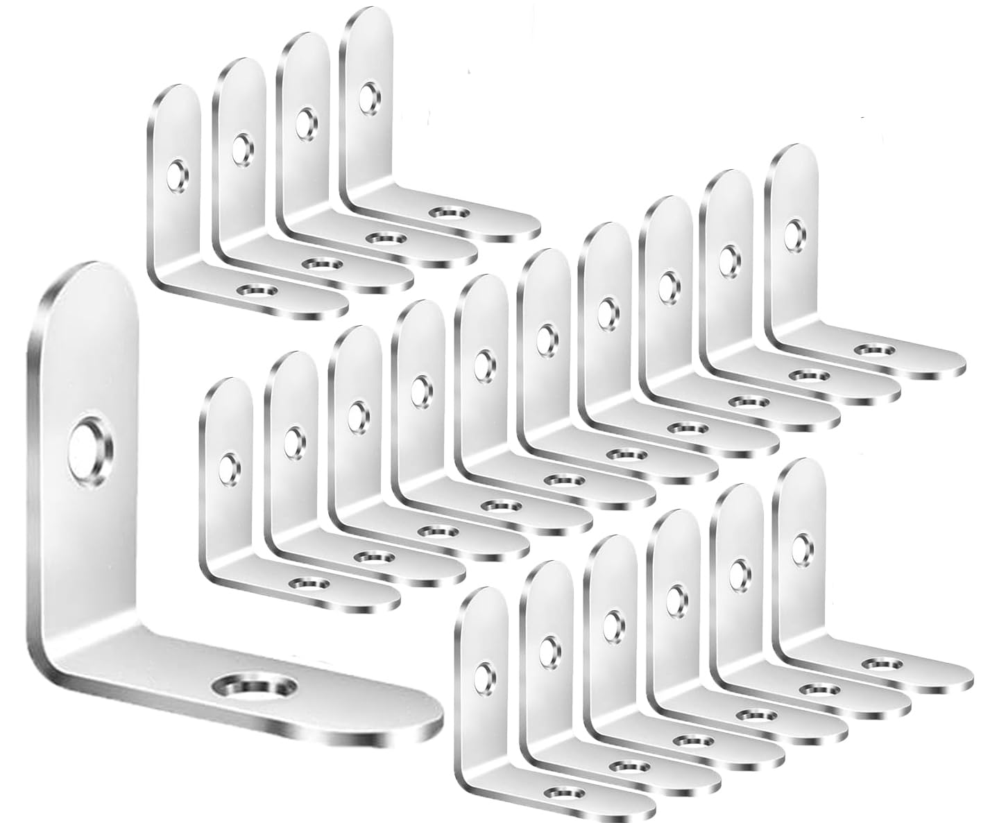 ZiYuya 20PCS Right Angle Brackets for Wood Stainless Steel Corner Brackets 90 Degree L Shape Bracket Corner Braces Joints Bracket Shelf Support Wall Bracke for Furniture Windows Silver 30mm x 30mm