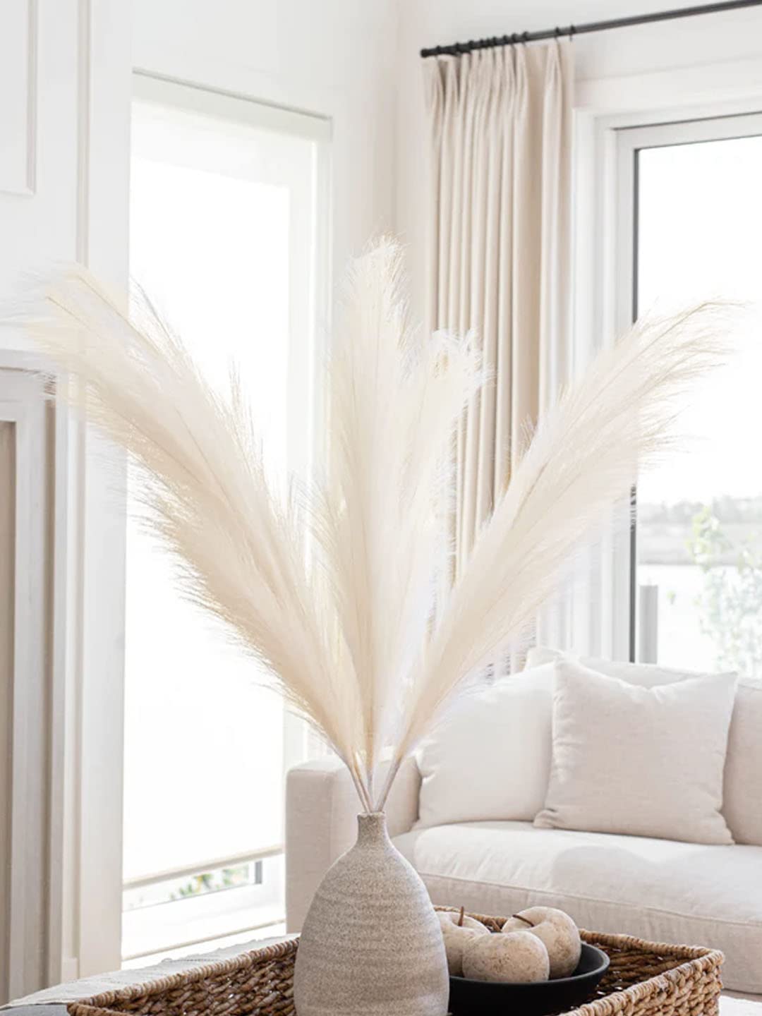 TIED RIBBONS Silk 4 Pcs Decorative Fluffy Pampas Grass Artificial Flowers For Vase(Off White,45.7 Cm)Decoration Items For Home Decor Farmhouse Bedroom Living Room Table Corner Wedding Birthday Party TIED RIBBONS Silk 4 Pcs Decorative Fluffy Pampas Grass Artificial Flowers For Vase(Off White,45.7 Cm)Decoration Items For Home Decor Farmhouse Bedroom Living Room Table Corner Wedding Birthday Party