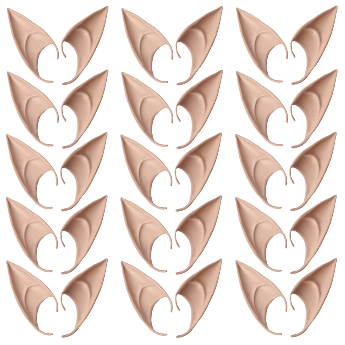 YANZHAN 15 Pair Fairy Pixie Elf Ears for Cosplay Halloween Christmas Any Themed Party - Natural Complexion, Long Style