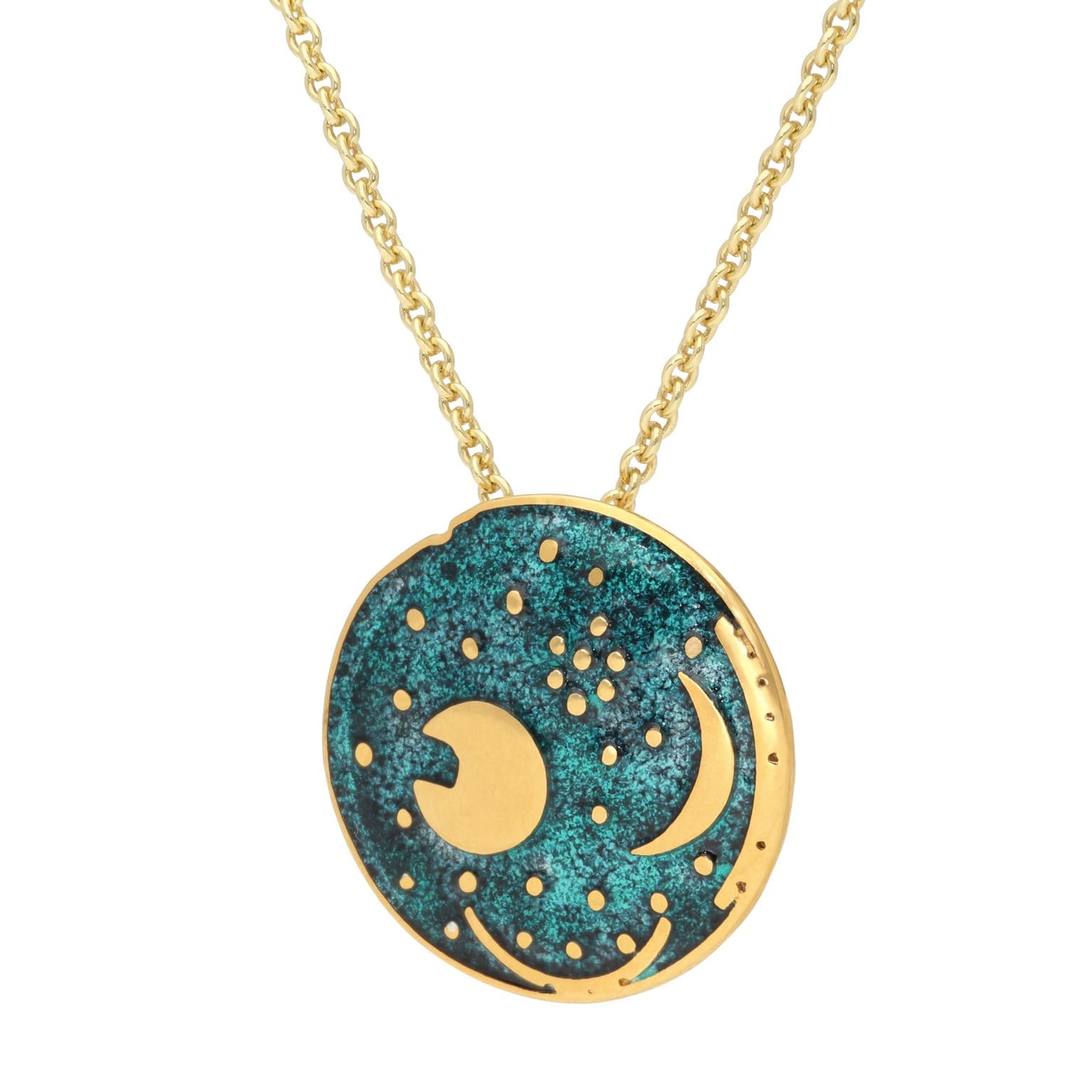 trendor Damenkette mit Himmelsscheibe von Nebra Silber grün/gold ⌀ 20 mm