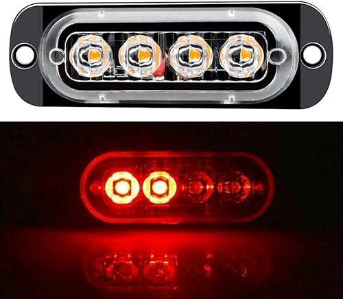 Miniatura 2 de 4 luces LED de advertencia superbrillantes de emergencia para remolques, camionetas, camiones, automóviles, SUV, RV, camionetas, etc. (rojo)