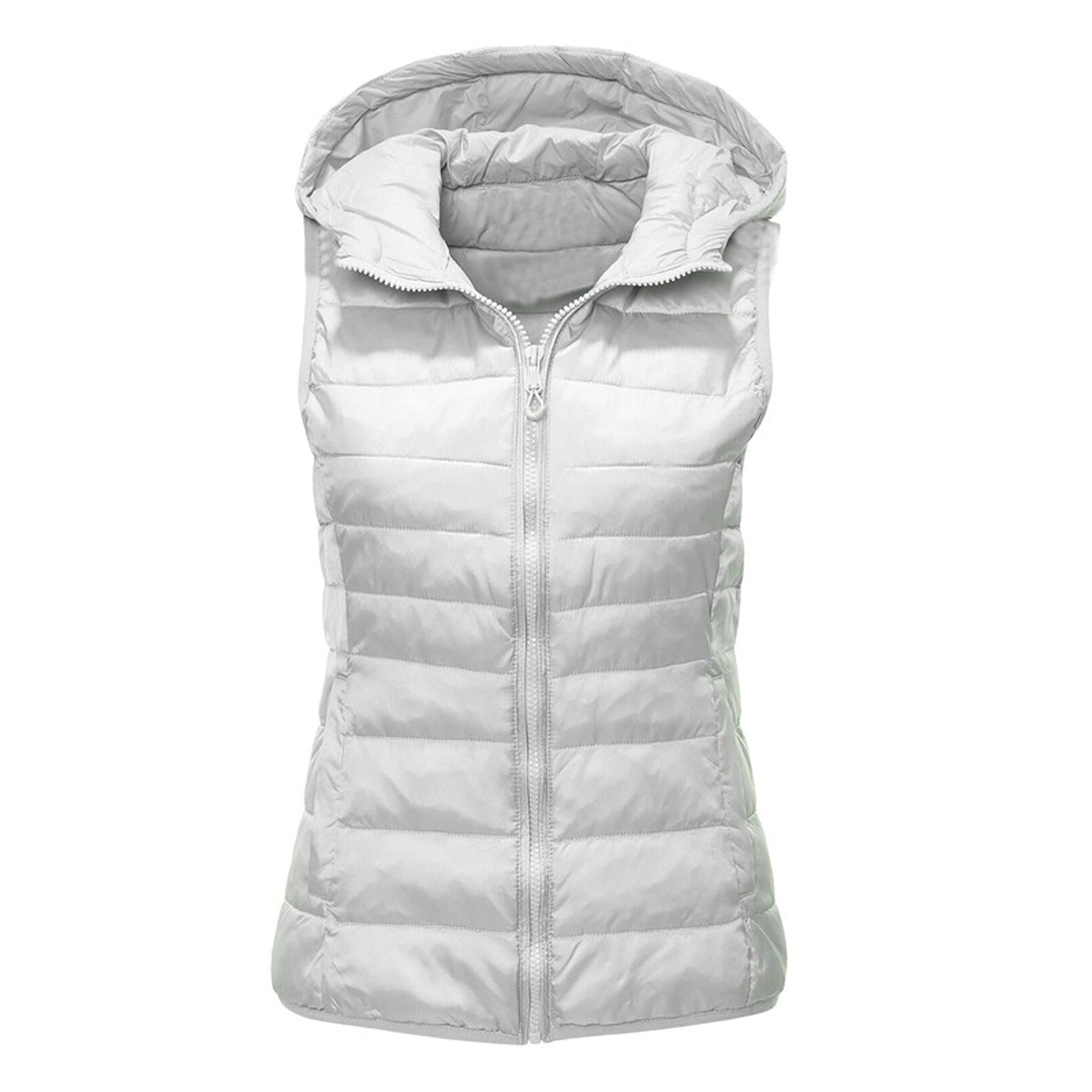 Abrigo con capucha estilo chaleco sólido casual unisex talla M color blanco 4