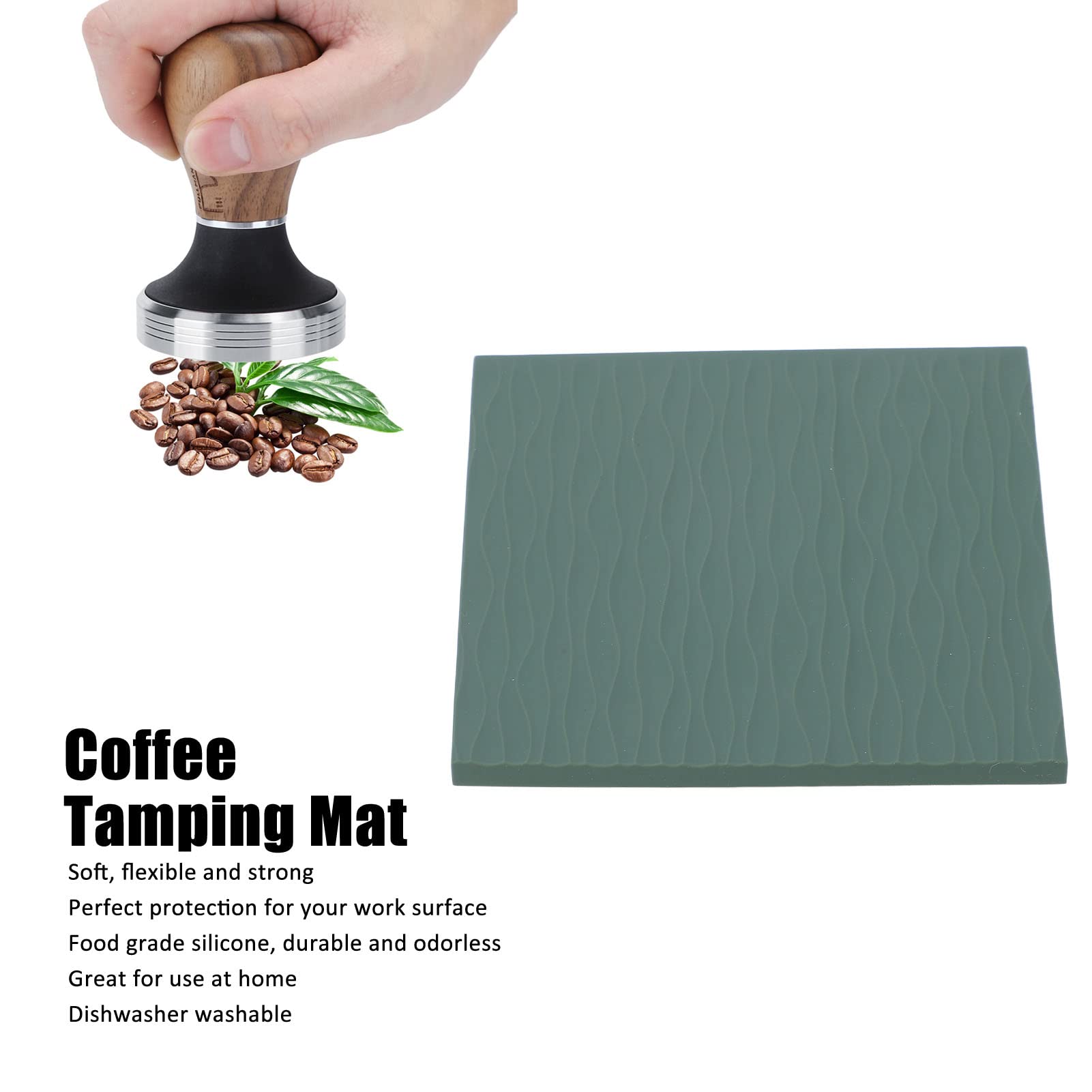 Tapete de silicona para café, compactador de café de acero inoxidable con compactador de de 58 mm, protección perfecta para el hogar, cocina, accesorios para hacer café (Verde)