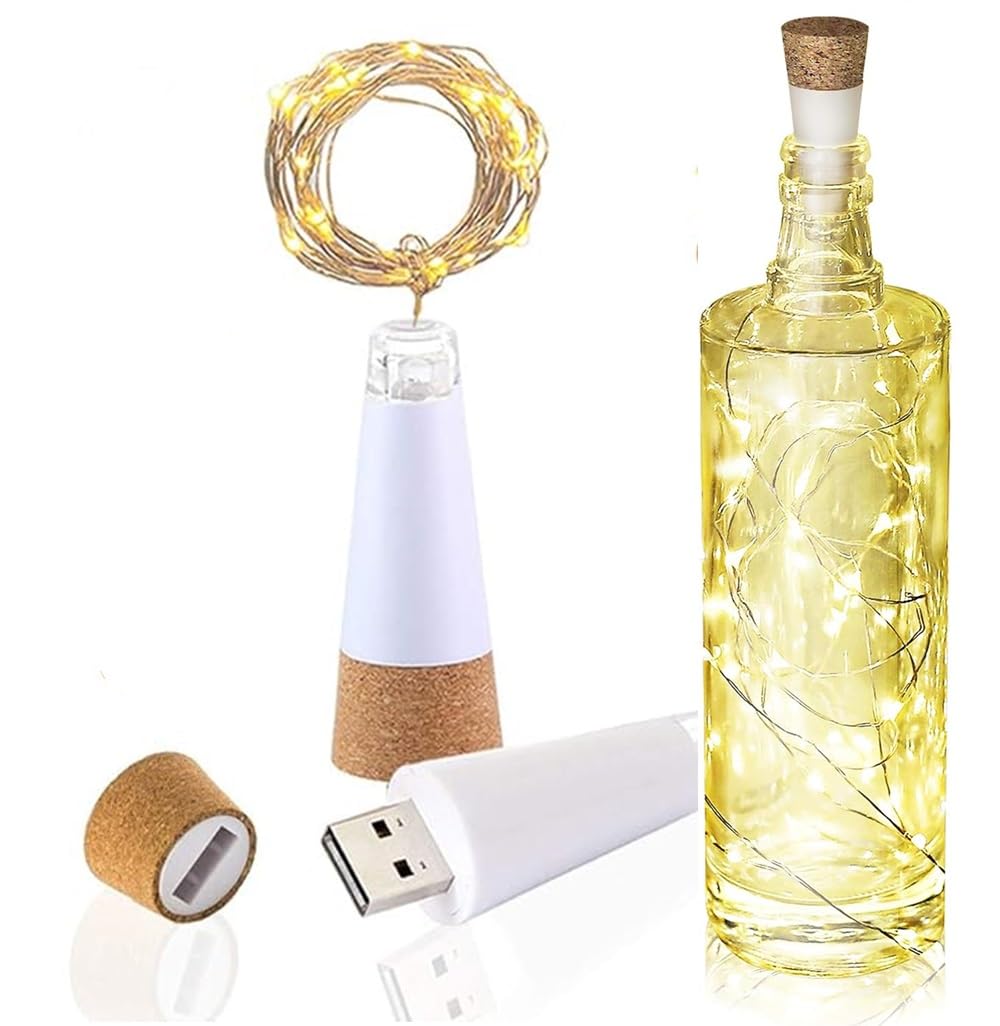ZHHSUNY Wine Bottle Lights, USB Rechargeable 20 LEDs LED Mini String Fairy Lights for Wedding, Christmas, Party,Bar Decoration (1, Warm White)