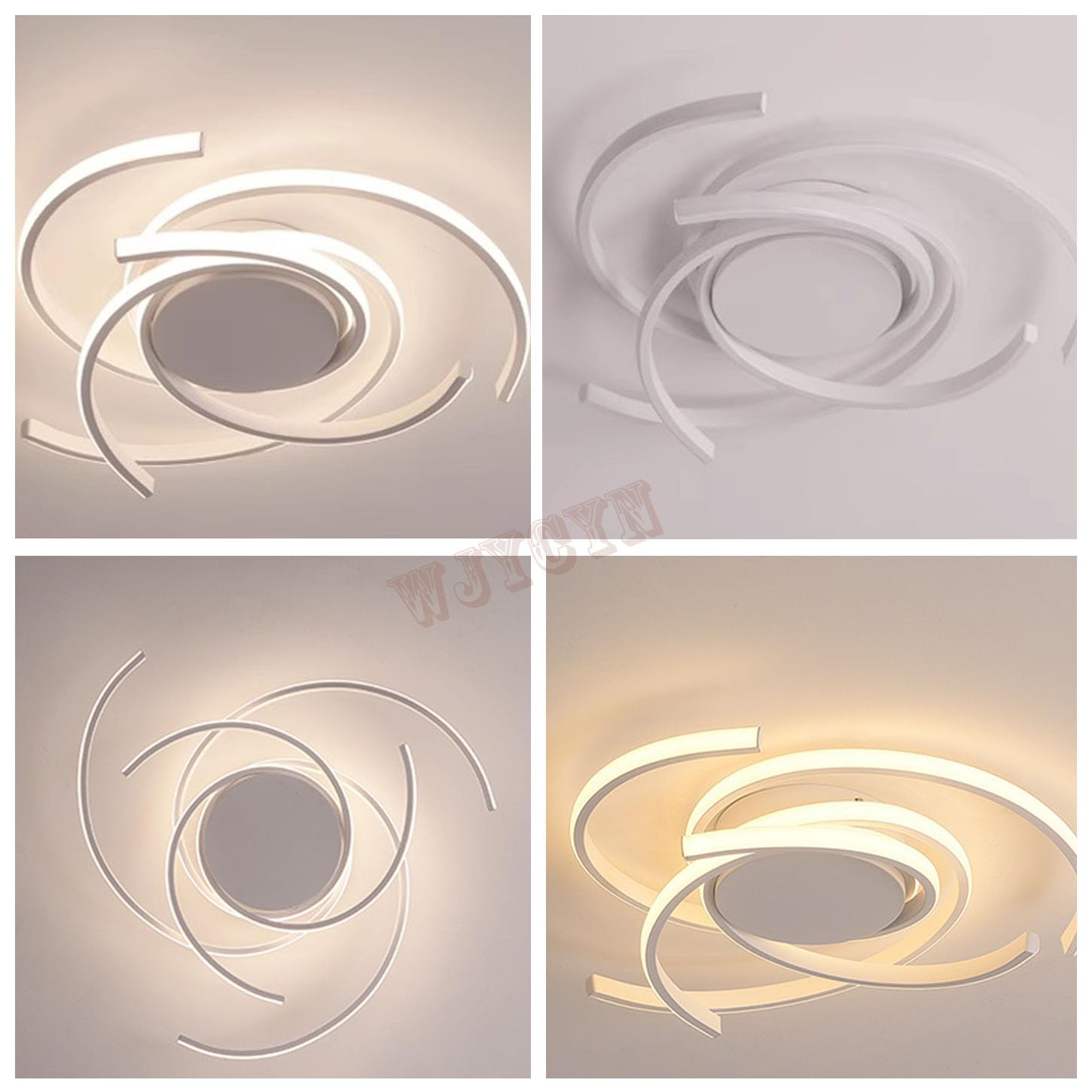 Plafoniera Bianco LED dimmerabile Plafoniera moderna di design floreale a spirale con telecomando per tavolo da pranzo camera da letto Lampada da soffitto in metallo per soggiorno Ø75cm 92W