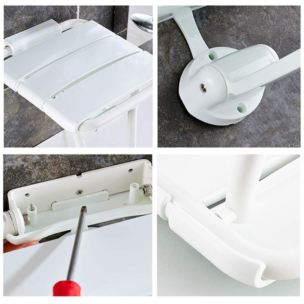 Bianco Robusto Sgabello da Doccia Staffa da Parete per Sedia da Doccia - Sedile da Doccia Pieghevole Sedia da Doccia Sgabello e Sedile da Bagno - Panca da Bagno Adulti Anziani Aiut