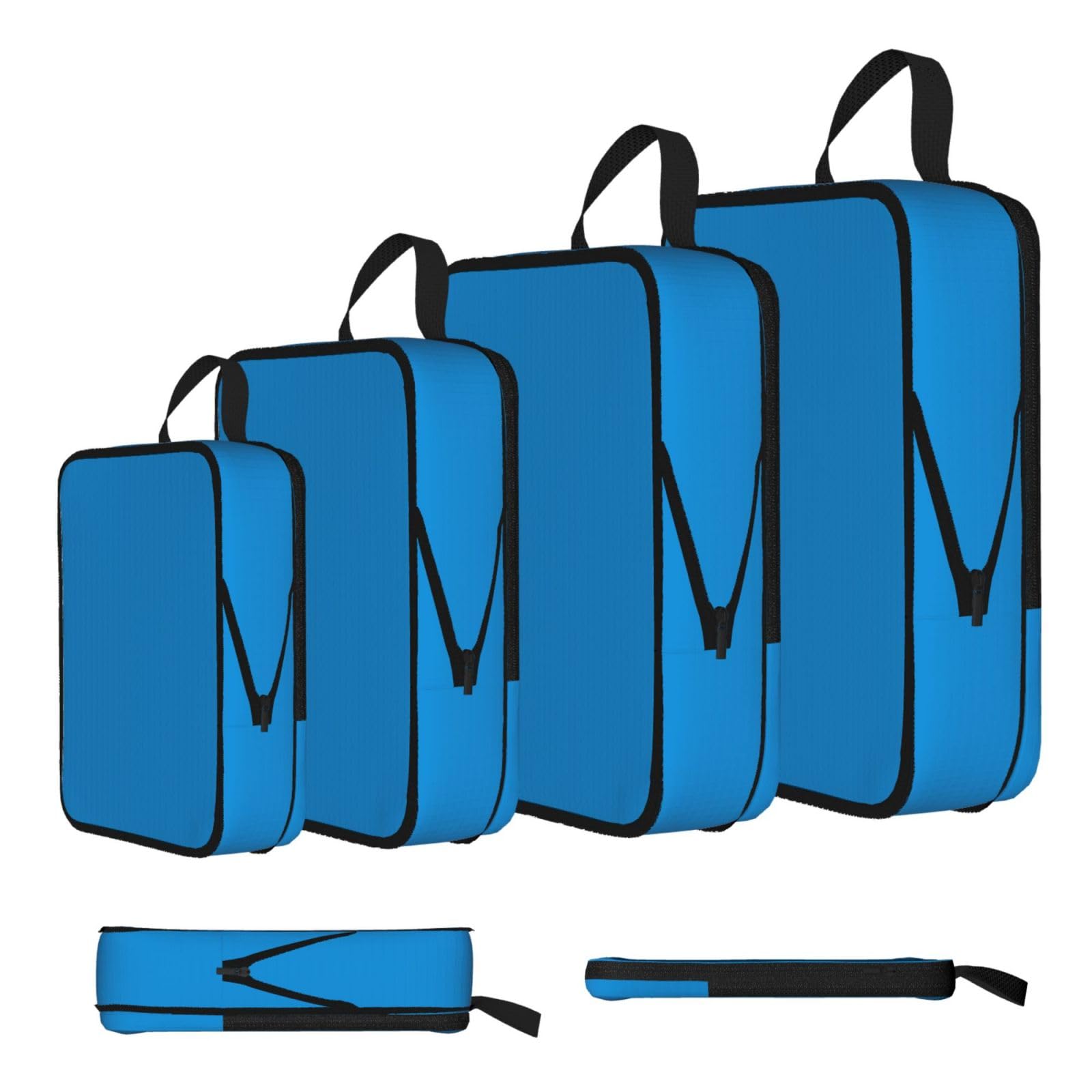 Sxzvvbn Black Solid Color Blue Compression Packing Cubes 4 Piece Set