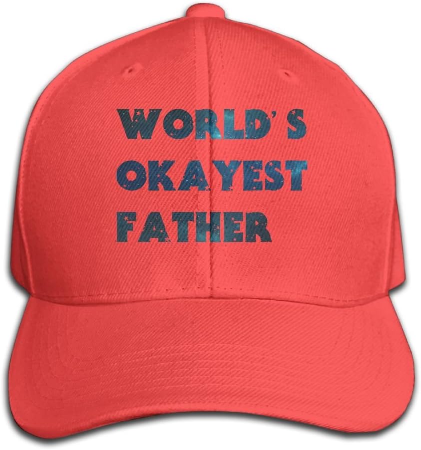 Custom Geek Adult World's Okayest Father Hip Hop Cap Hat Red