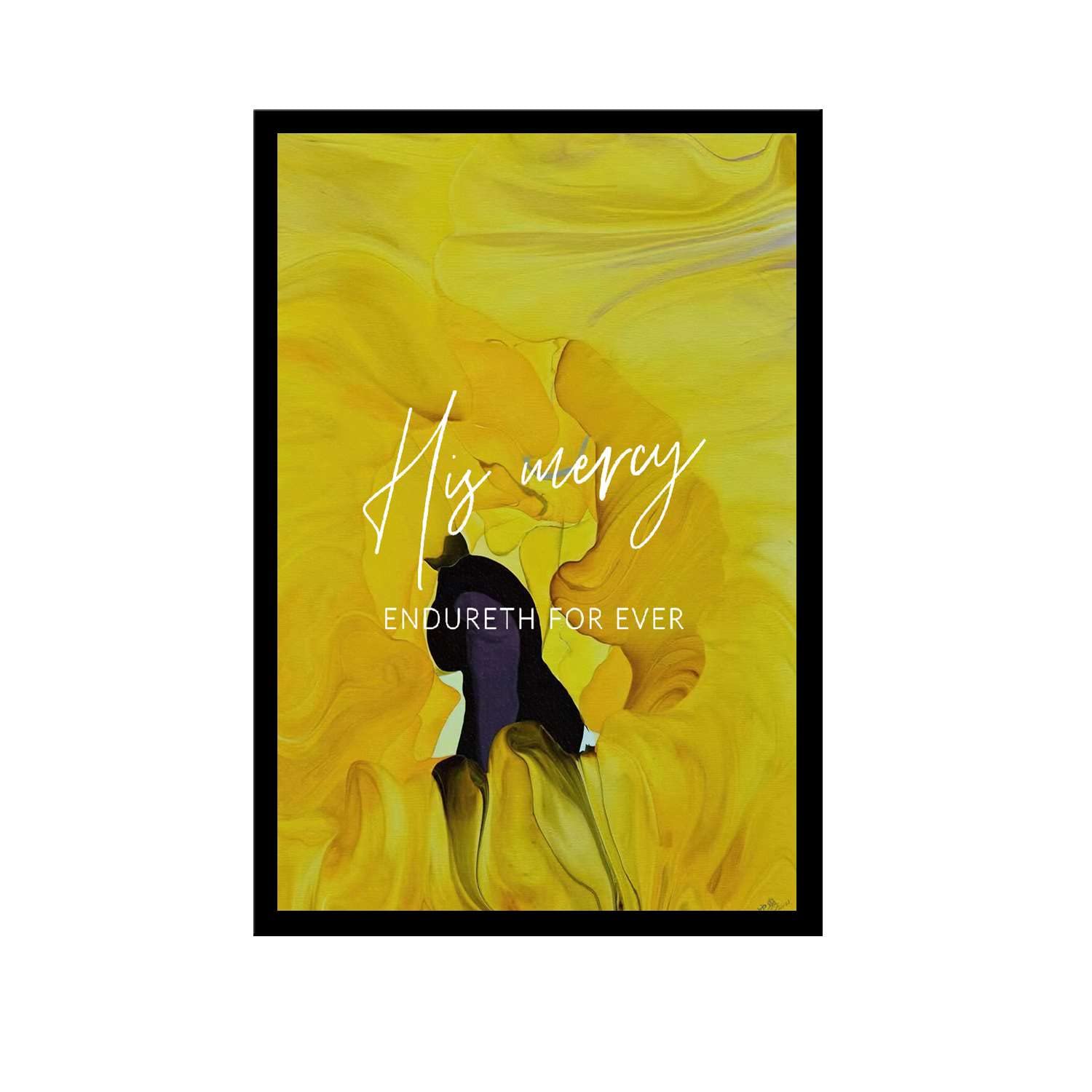 His Mercy Endureth for Ever Psalm 136 - Póster moderno con versículo bíblico para habitación (20,3 x 30,5 cm), marco de metal negro