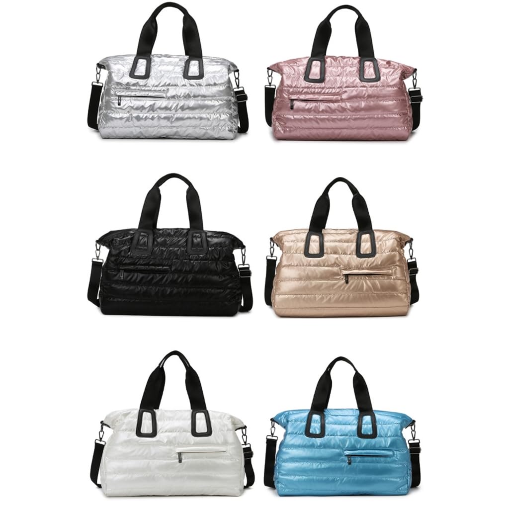 Elegante borsa da viaggio impermeabile lucida grande capacità borse a tracolla per palestra sport nuoto e attività all'aperto, Blu, 34x20x44cm, moderno
