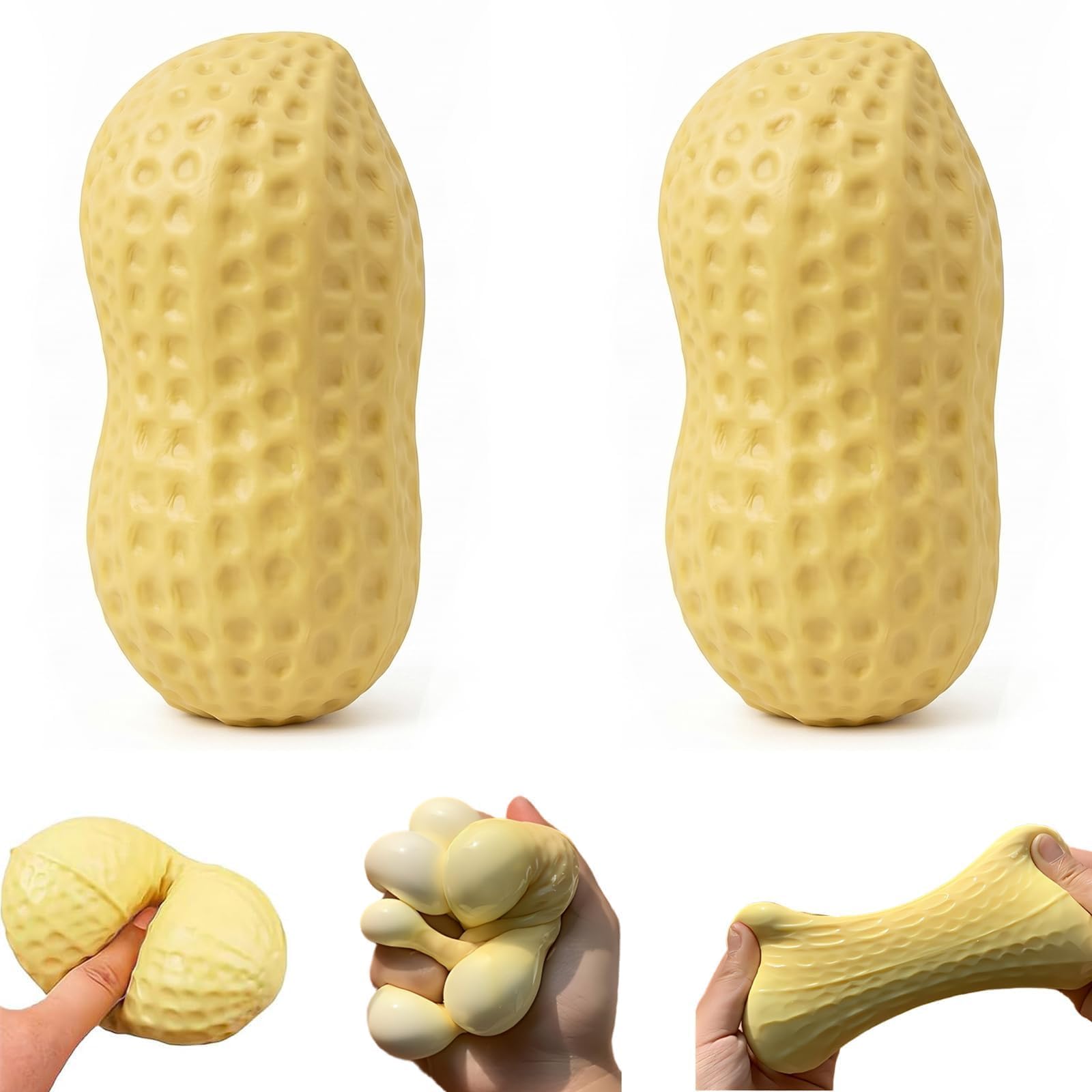 2pcs Peanut Squishy Slow Rising, Soft Squeeze Stress Relief Toy