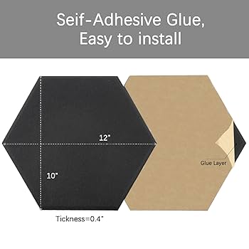 18 Pack Acoustic Panels-12"X10"X 0.4" Self-Adhesive Soundproof Wall Panels High-Density Sound Absorbing Panel Acoustic Treatment Panel Used In Home & Offices (Black Hexagon