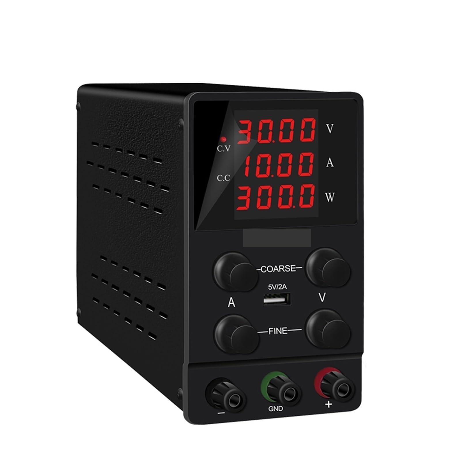 Fuente de alimentación de CC, OCP OVP Fuente De Alimentación CC Mejorada 30V 10A 300W SALIDA Banco Laboratorio USB-A/C 18W Puerto Carga Rápida Regulador Voltaje(SPS3010)