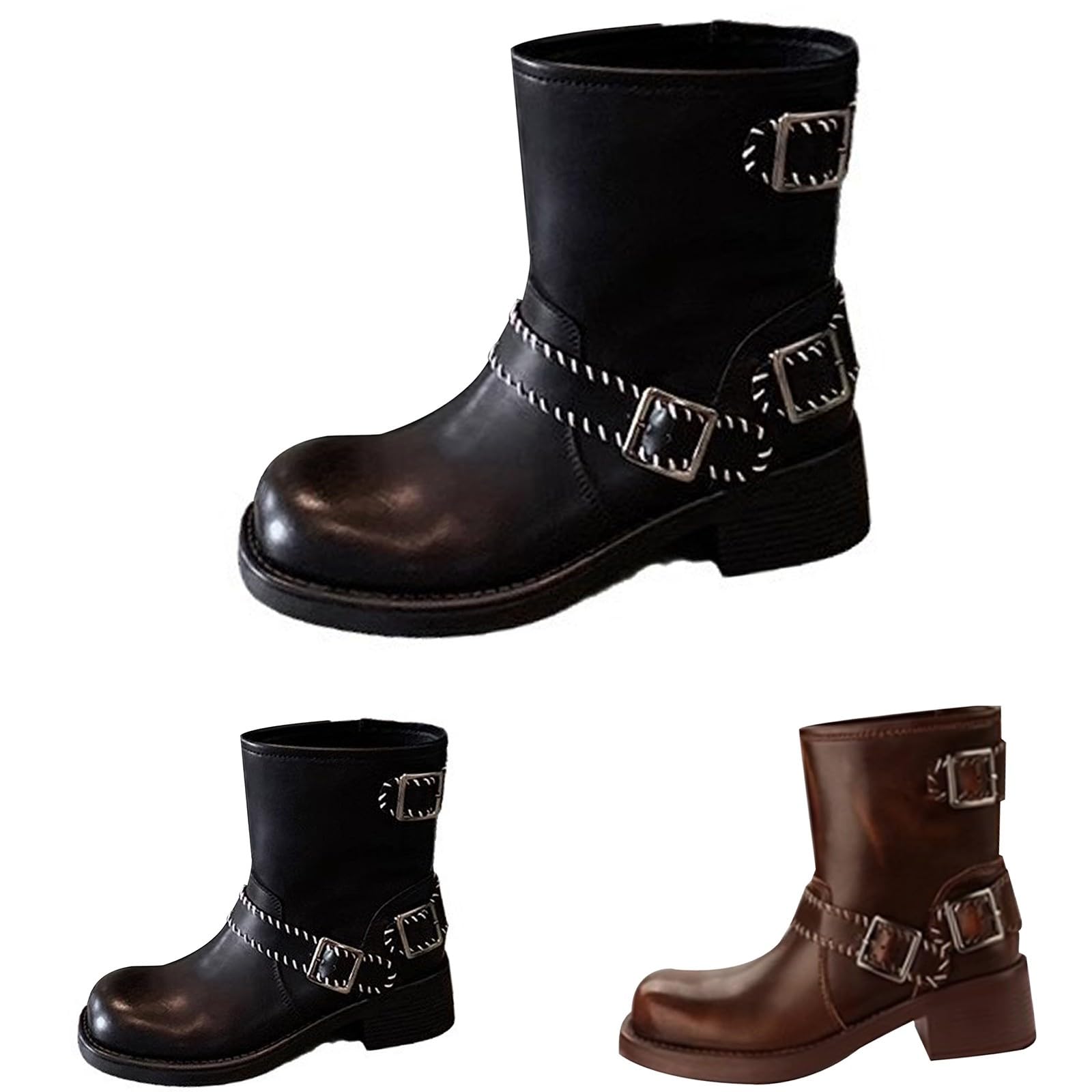 Stivali da Pioggia Donna Casual Pelle Antiscivolo per Laterale E Lacci Motivo Stampato a Impermeabili Stivali di Western Generisch Stivaletti da Motivo Stampato a Leggero Antiscivolo Scarpe