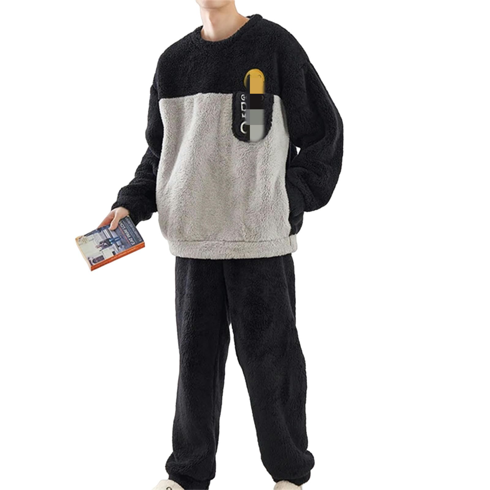MdybF Męska zimowa piżama zimowa flanelowa męska piżama zimowa ciepła bielizna nocna duży rozmiar 5XL pulower piżama gruba bielizna nocna, 2901 m, 3XL