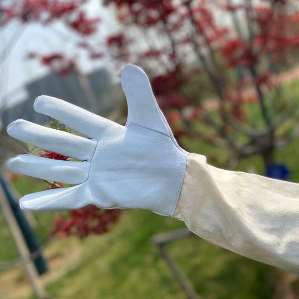 BRCtech Imkerhandschuhe Lang - Ziegenleder & Baumwolle, Größe M Für Sichere Bienenarbeit