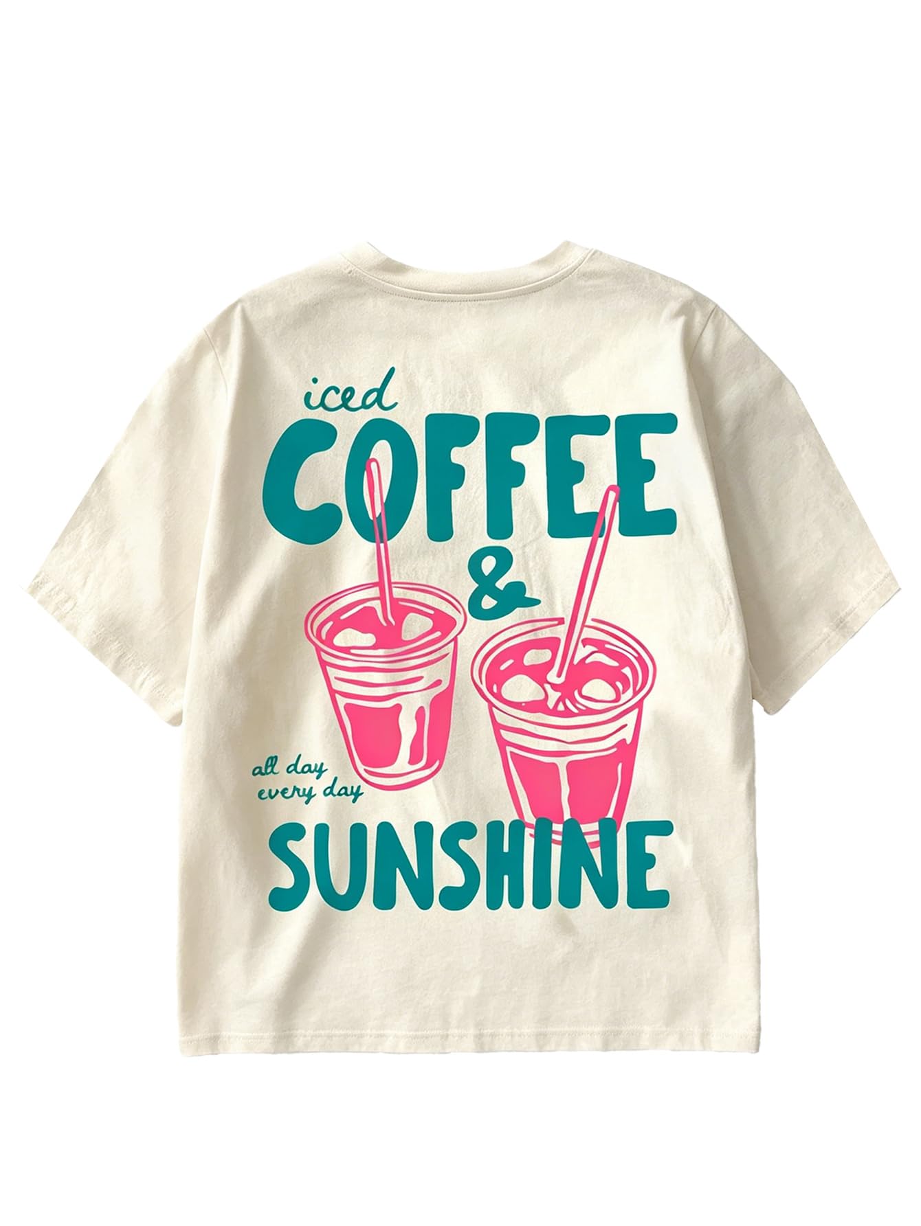 RoseSeek Women's Graphic Letter Tee Crew Neck Trendy Summer Vintage T Shirt