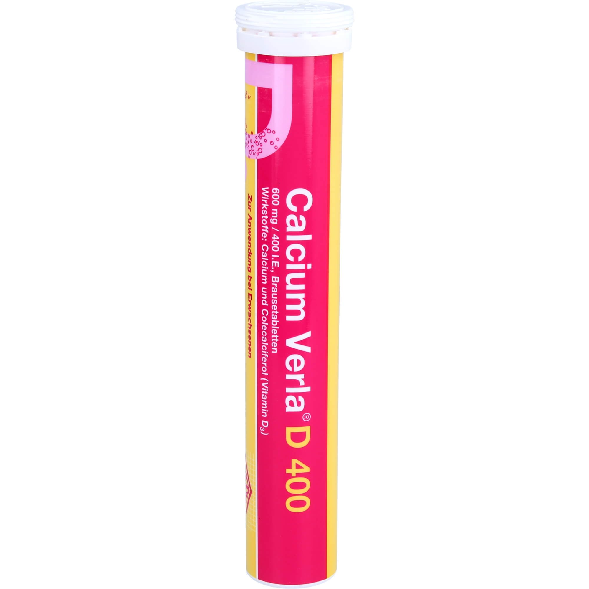 Calcium Verla D 400 Brausetabletten – Zum Auflösen in Wasser, bei Calcium- und Vitamin-D-Mangel und unterstützend bei Osteoporose, 600 mg Calcium + 400 I.E. Vitamin D3, 120 St