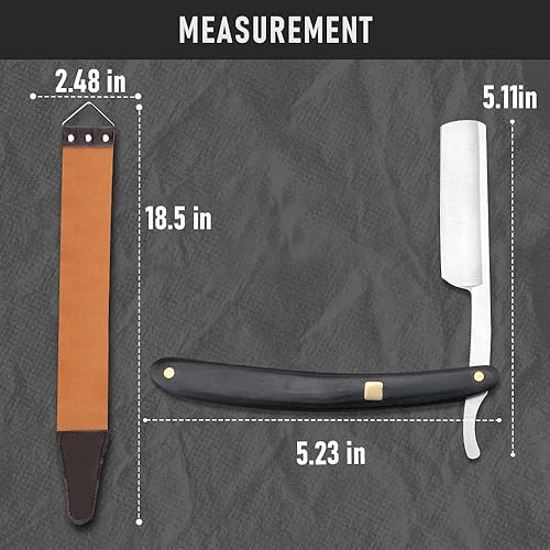 Miniatura 6 de Maquinillas de afeitar rectas para hombres, afeitadora profesional de borde recto, afeitadora de acero inoxidable de primera calidad con trazo de