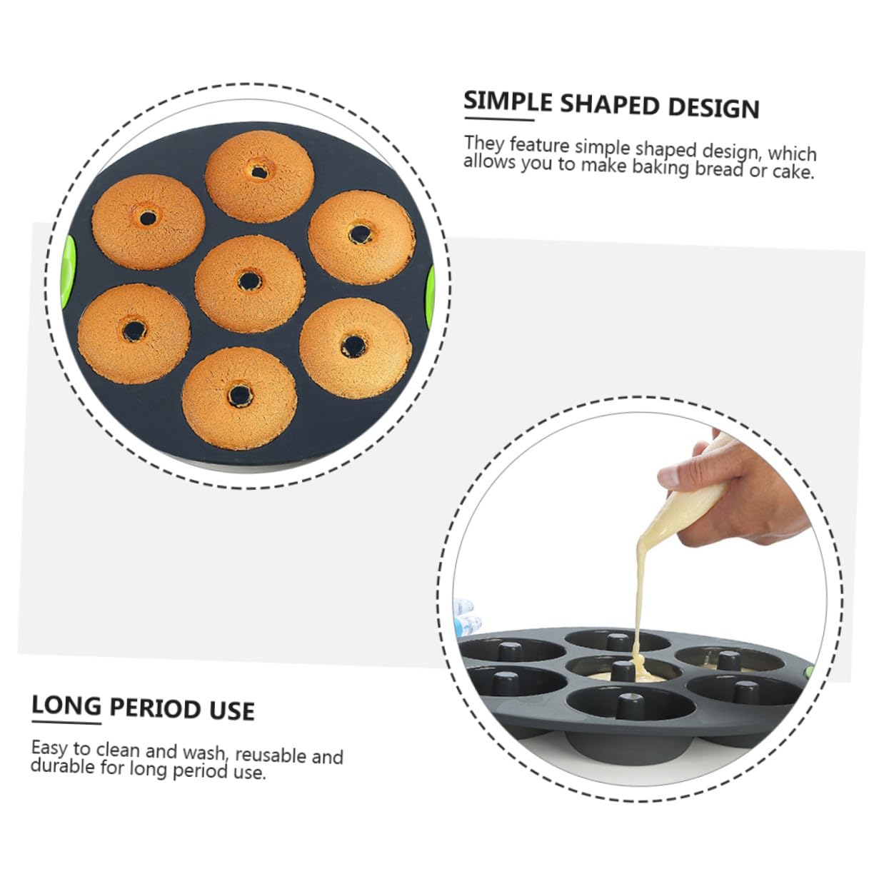 SEWACC Set de 5 Moldes de Silicona para Repostería, Utensilios para Hornear Pasteles y Pan, Resistentes y Aptos para Horno y Refrigerador, Uso en Restaurantes y Hogares