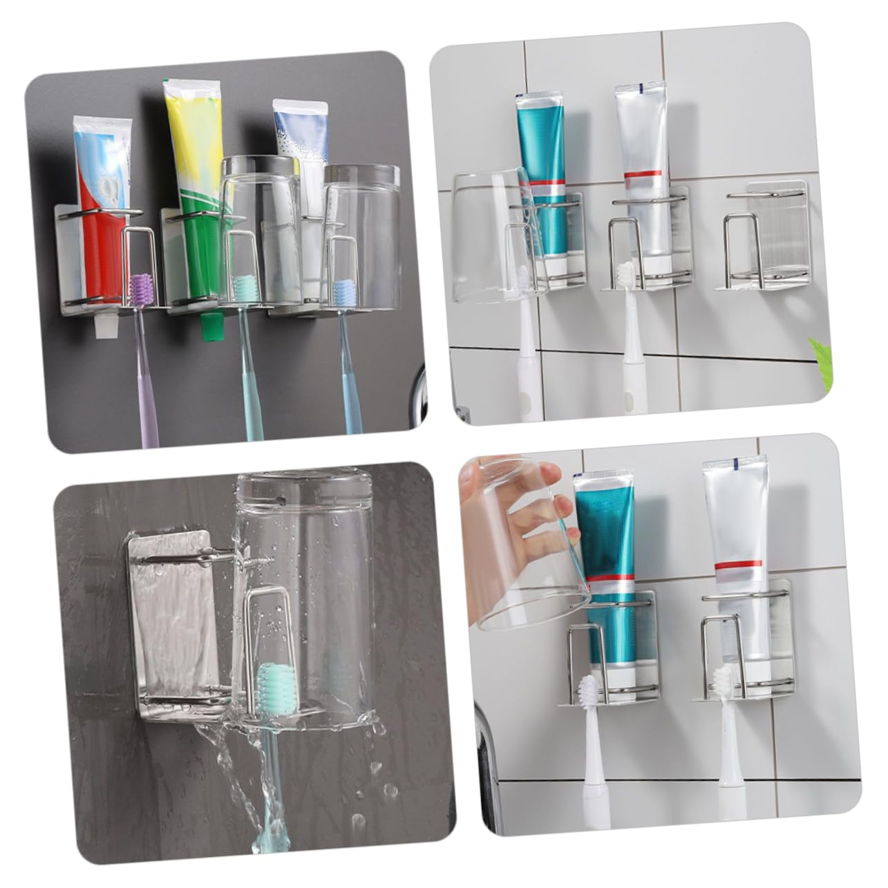 PRETYZOOM 4 Uds Estante para Tazas Organizador De Cepillos De Accesorios De Baño Soporte para Cepillos De Montado En La Pared Soporte para Cepillos De De Metal