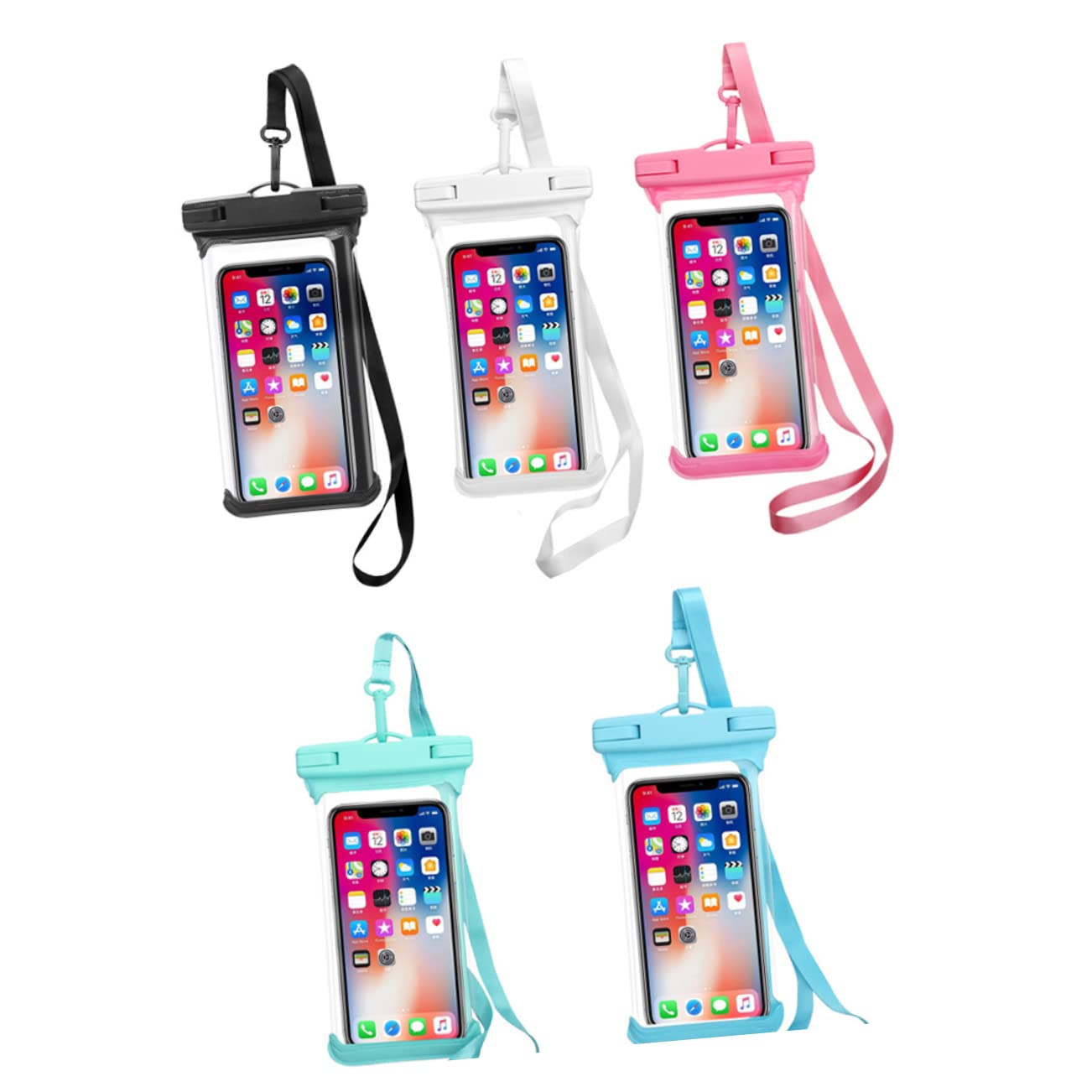 LALAFINA PVC Transparent Mobile Phone Bag Touch Screen Pouch for Outdoor Water Sports Fishing Hiking and Beach Activities Includes Lanyard Black