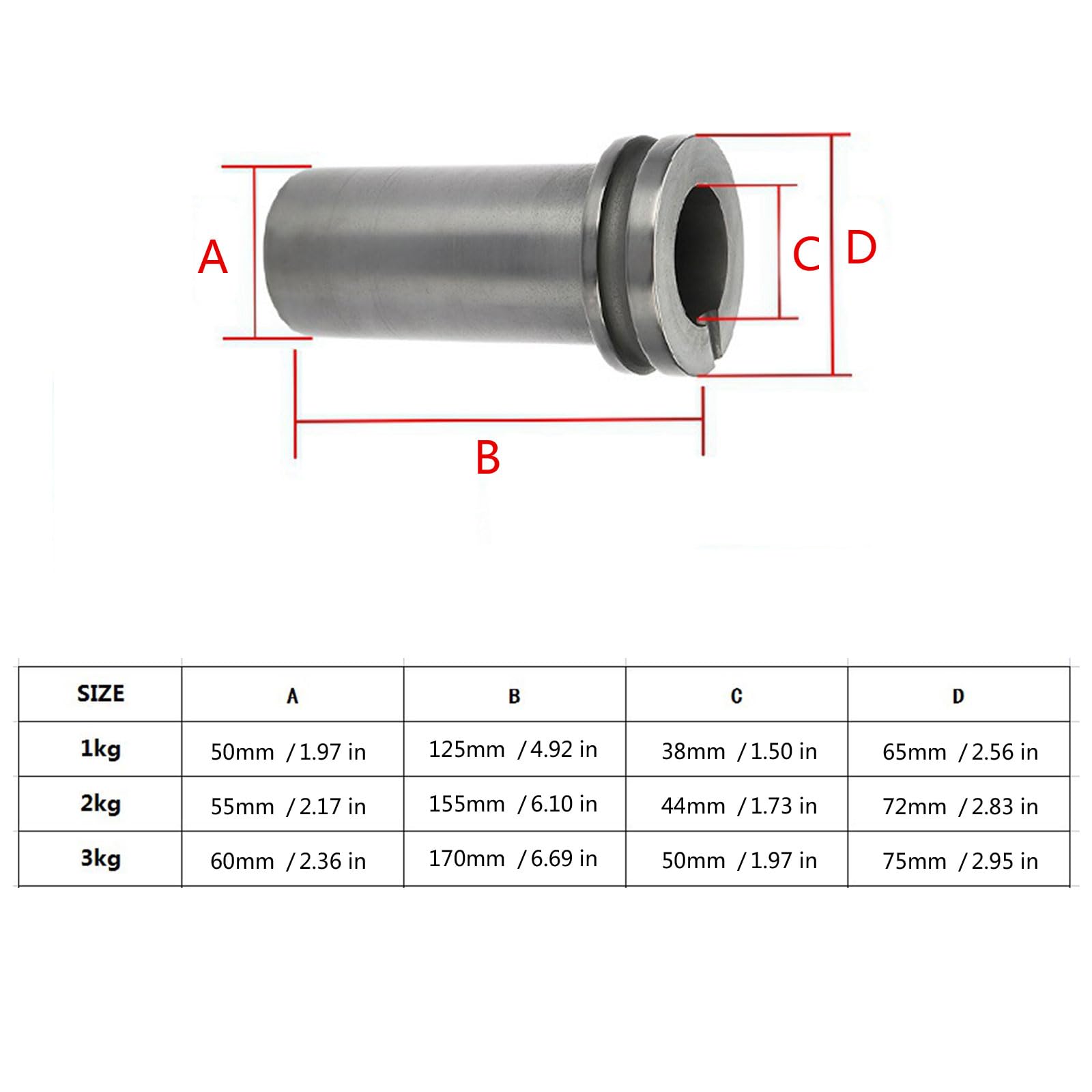 Graphites Crucible 1 kg 2 kg 3 kg Schmelzbarrenform aus Messing Aluminium Schmuckguss Elektro-Goldguss