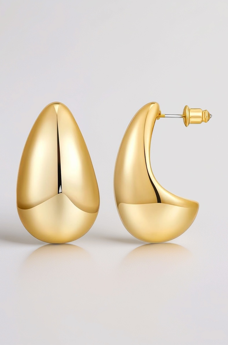 EYES BLINGS Chunky Gold Hoop Earrings Tear Drop Statement Trendy Big Thick Lightweight Waterdrop with Hypoallergenic Fashion Jewelry for Women Girls