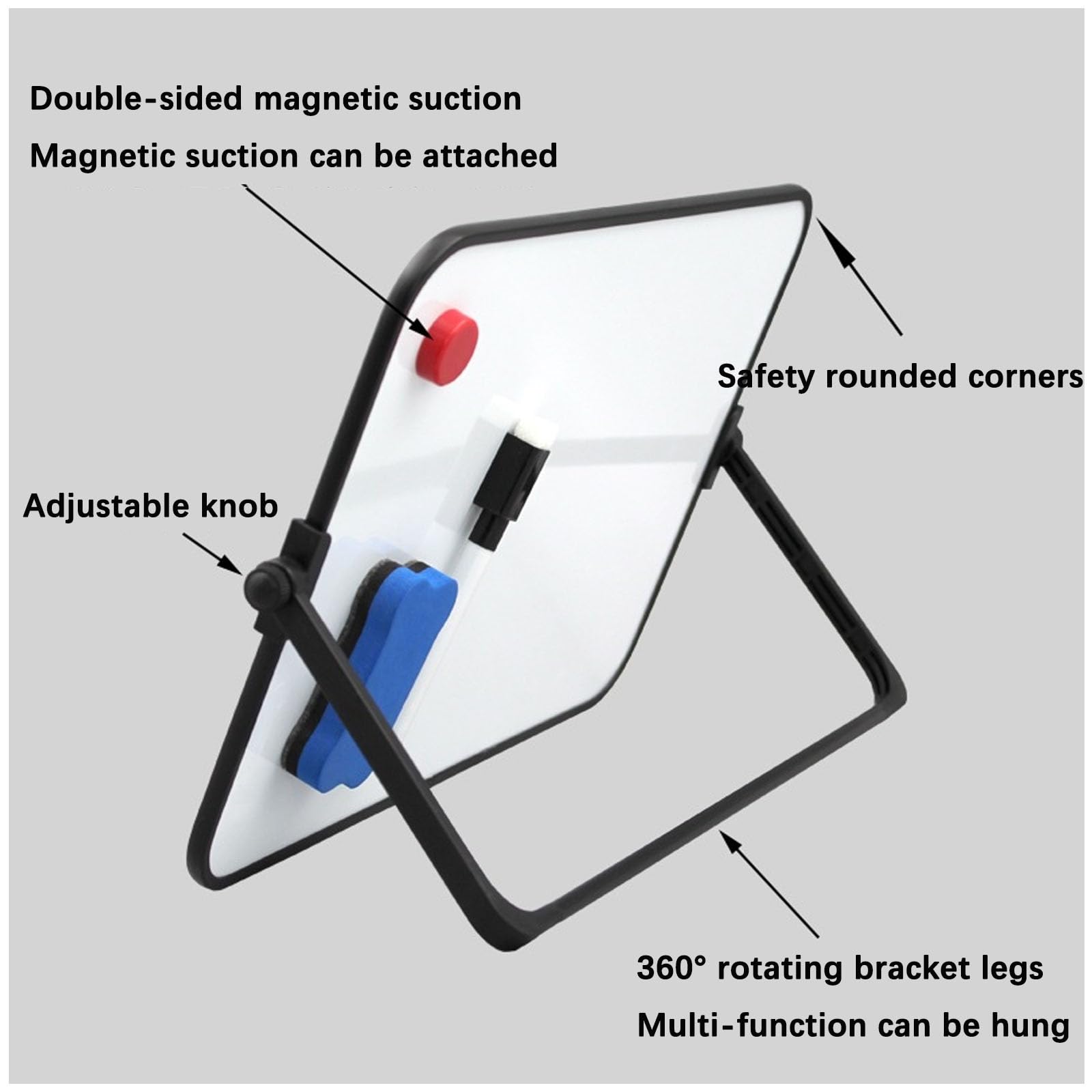 Whiteboard Magnetwand, kleine doppelseitige Whiteboard Trocken abwischbare, A4 Format Magnettafel Magnetwand, mit trocken abwischbaren Stiften, Radiergummi, Magneten, Halterung, 30x21cm