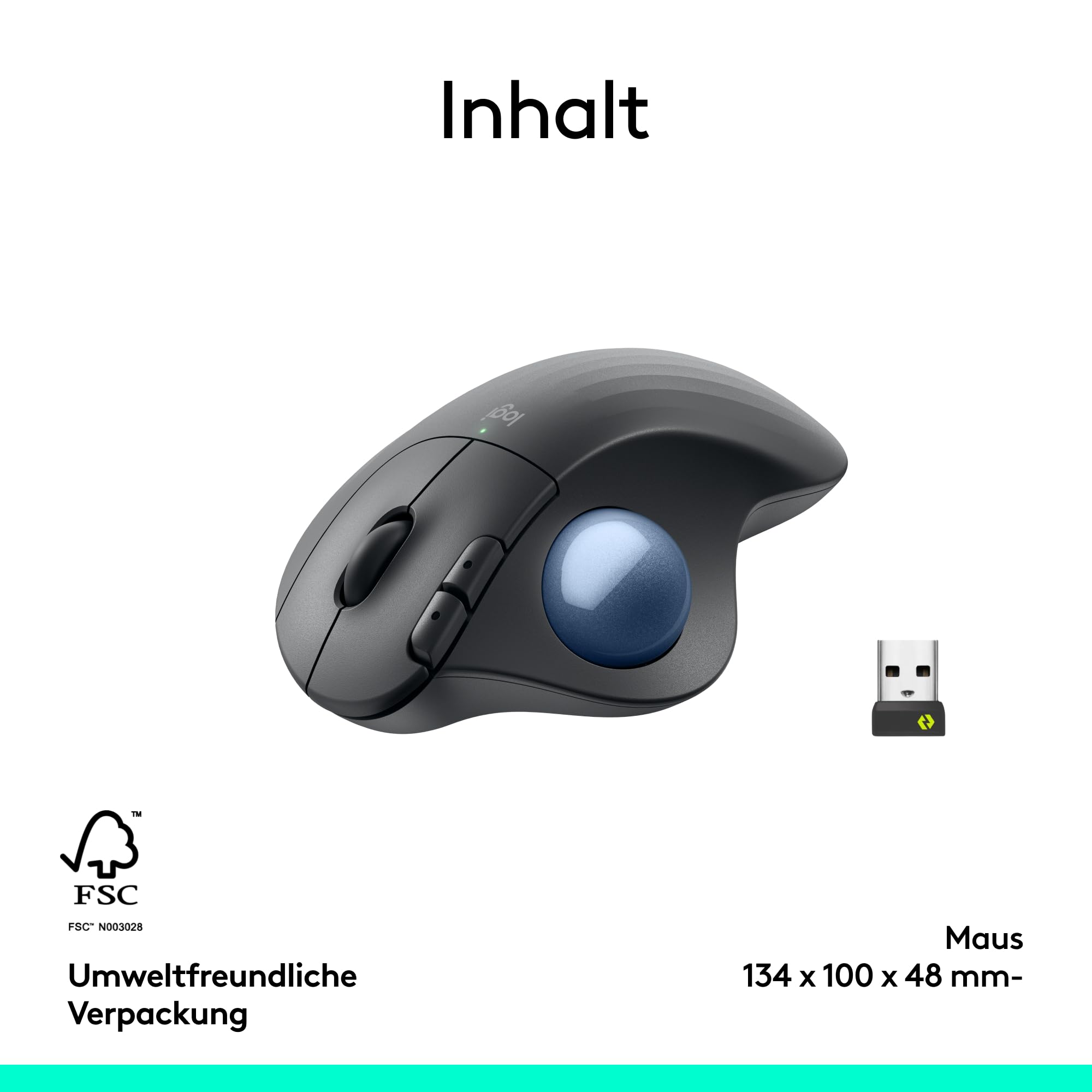 Logitech ERGO M575 For Business kabelloser Trackball – leichte Daumensteuerung, ergonomisches Design, gesichertes Logi Bolt, Bluetooth, weltweit zertifiziert, Windows/Mac/Chrome/Linux – Grafit