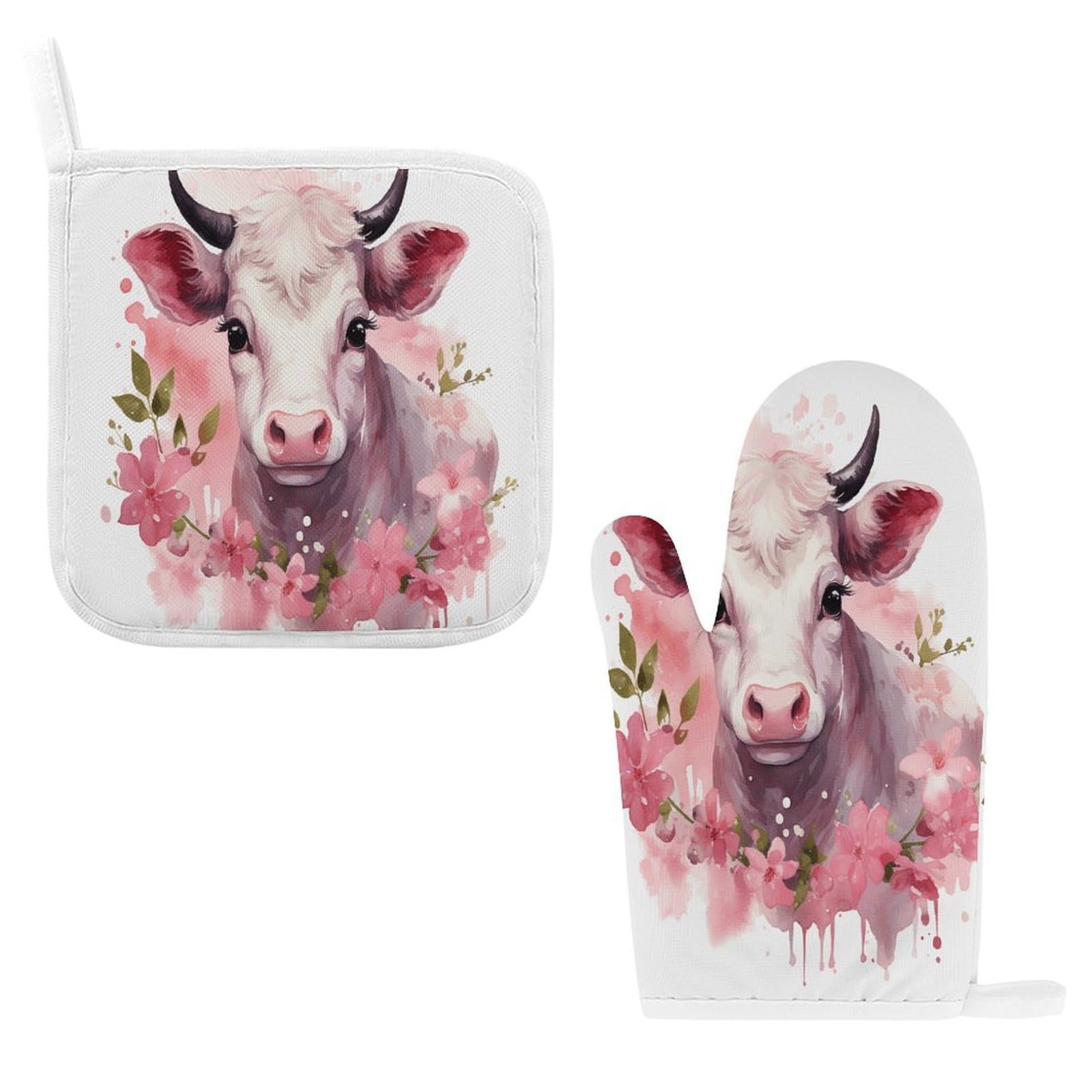 Btcowzrv Style A Little Cow Oven Mitts And Pot Holders 2Pcs Set