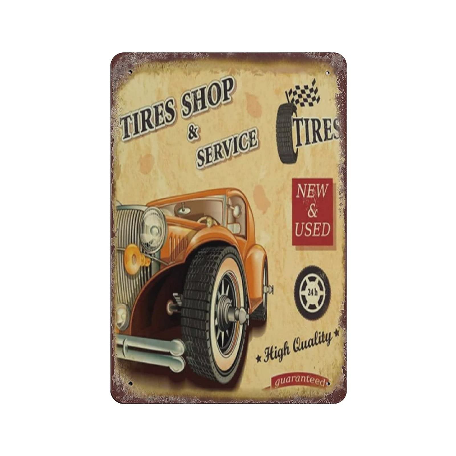 Metal Tin Sign Tires Shop Service Vintage Tin Poster Metal Sign Wall Decoration Country Kitchen Home Garage Decor 12"x8"