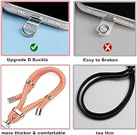 Vista 5 de 2 Almohadillas Cordón para Teléfono Ajustable Crossbody Correa para Cuello de Teléfono Celular Universal Cordón de Muñeca para Teléfono Móvil + 2pcs