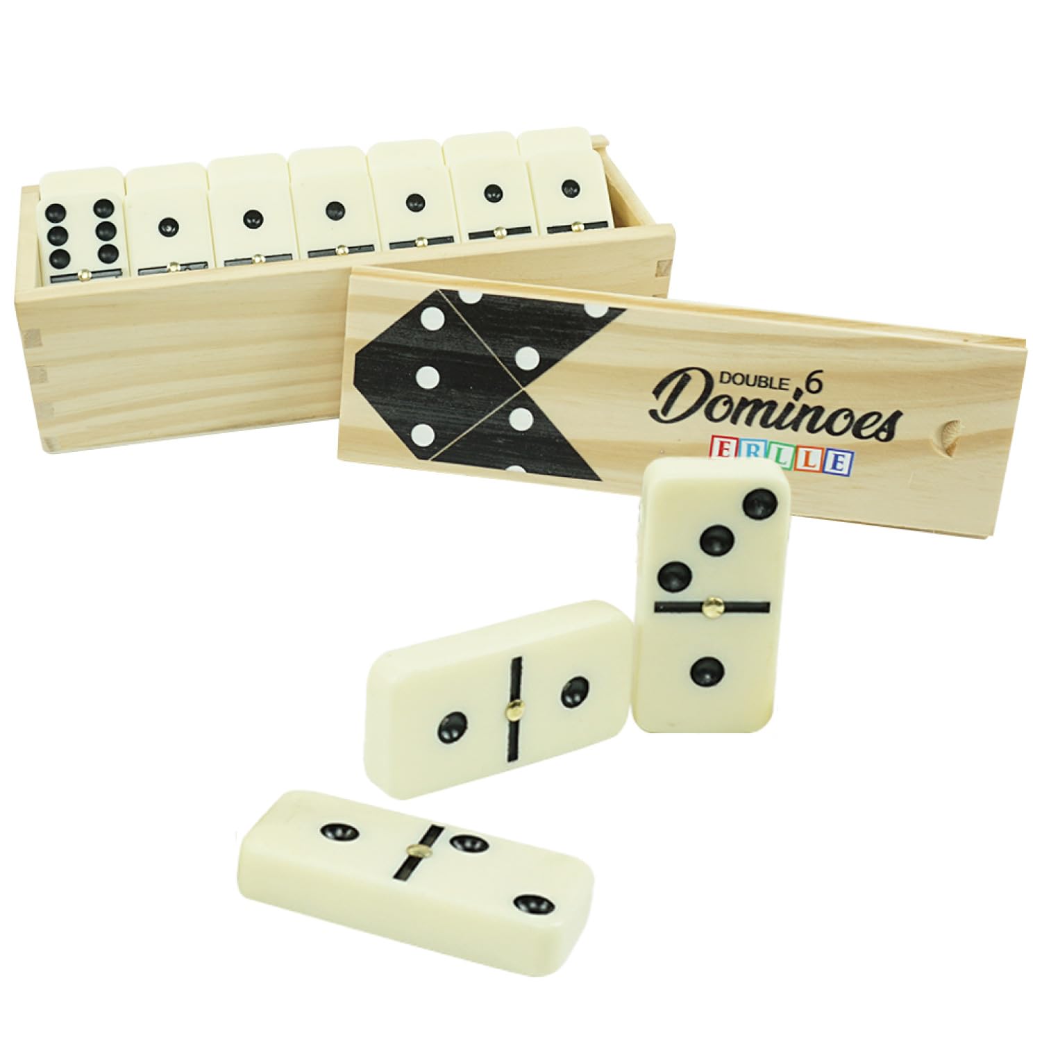 ERLLE - Jumbo Dominoes Set, Extra-Large Double Six Domino Set for Kids & Adults, Premium Giant Dominoes for Outdoor & Indoor Games, Classic Mexican