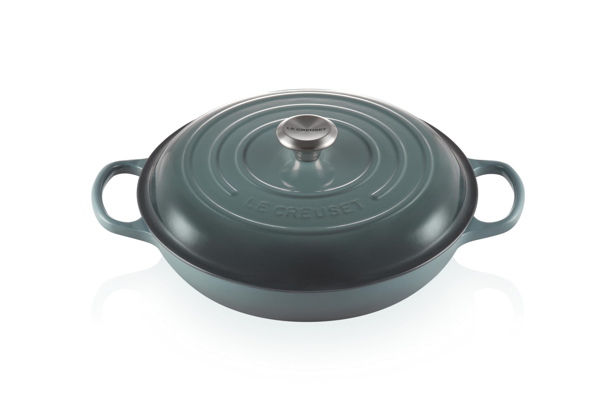 LE CREUSET 21180303602430 Signature Shallow 30cm Casserole, Ocean flacher Schmortopf, Cast Iron, 3.5 liters