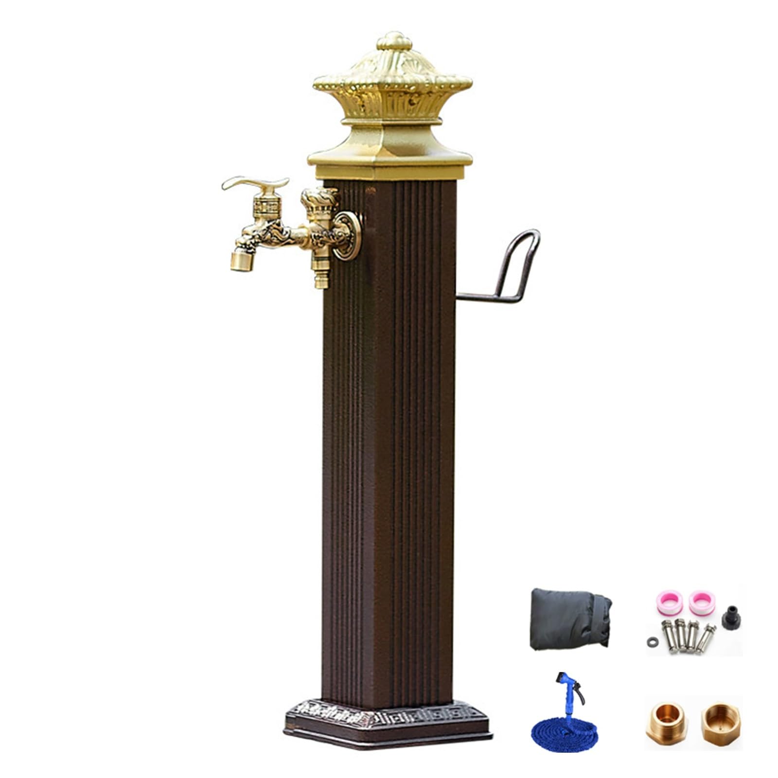Retro Garden Water Column, Stainless Steel Frost Free Hydrant, Floor Hydrant with Double Spout Faucet, Suitable for Garden Farm Irrigation Washing(72cm/28in)