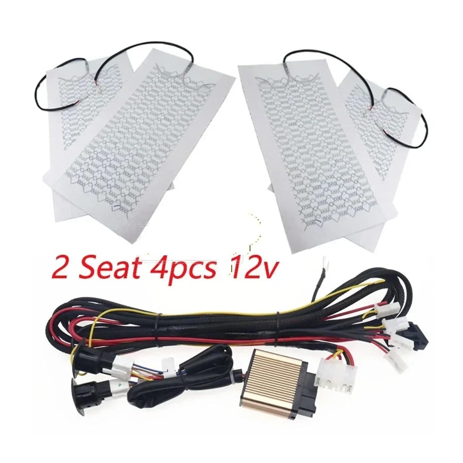 2 posti 4 cuscinetti 3 livelli 12V riscaldamento automatico coprisedile cuscino invernale più caldo cuscini for sedili riscaldati for auto in fibra di carbonio universale(Only 1 Switch Kit)