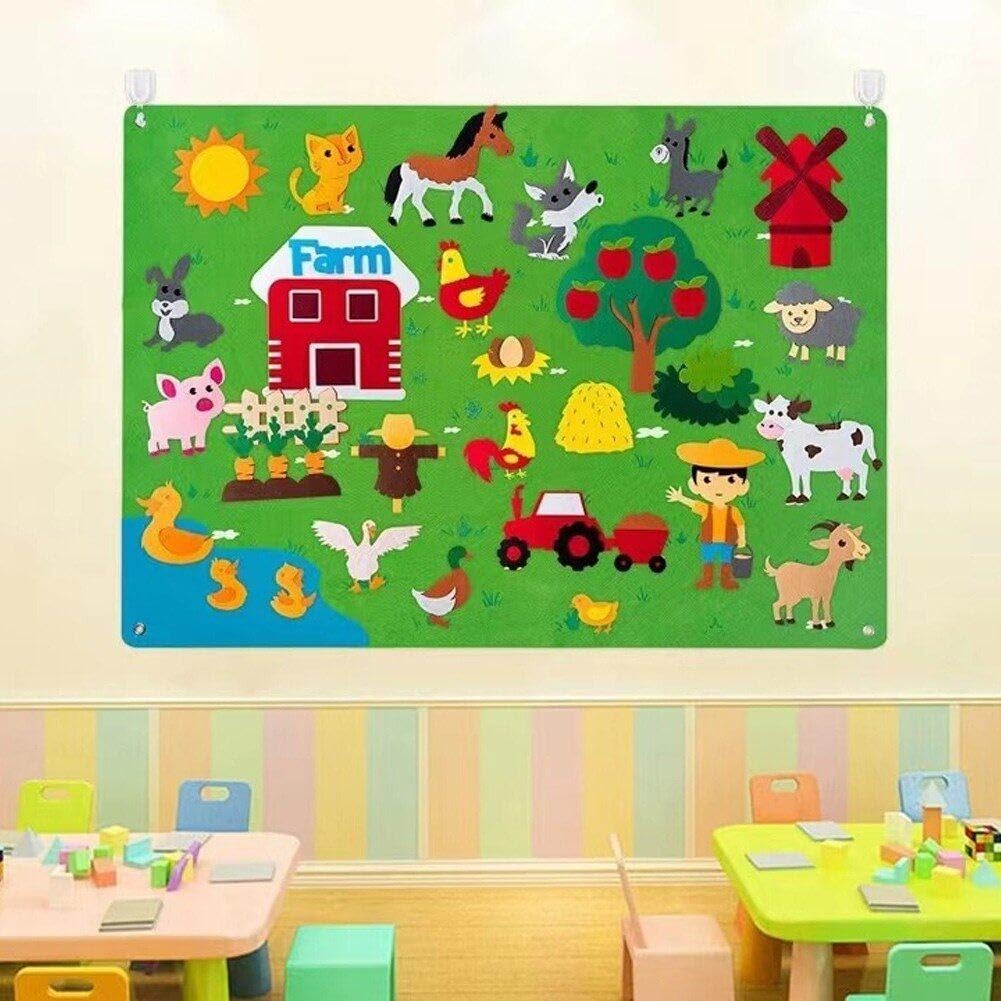 Juguetes De Pizarra De Tablero De Fieltro para Niños Montessori Board Board De Historia del Océano Insecto Animal Patrón De Dibujos Animados Preescolar Juguete Interactive Interactive