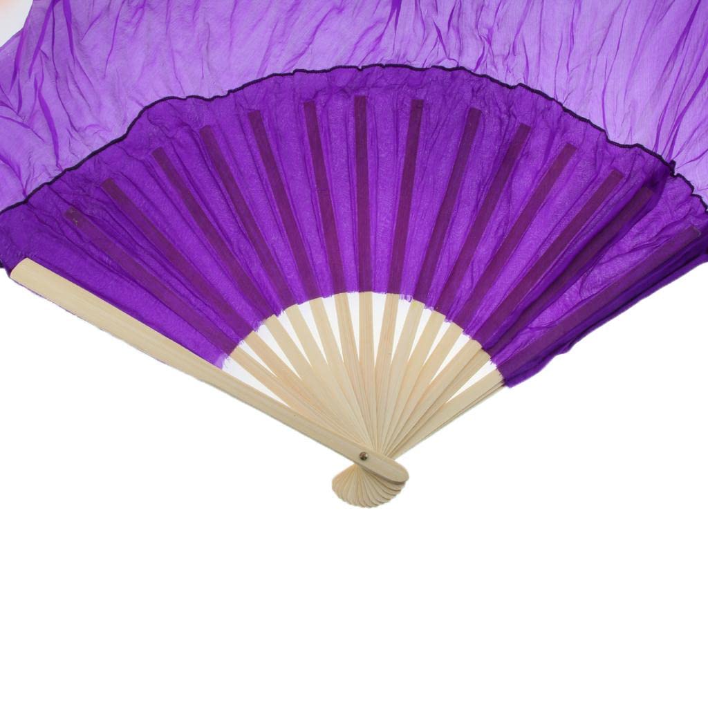 2 a Ventaglio per Danza del Ventre, Ventagli Pieghevoli, Ventagli a Mano con Robusta Struttura in bambù, Realizzati in Set, Viola + Arancio