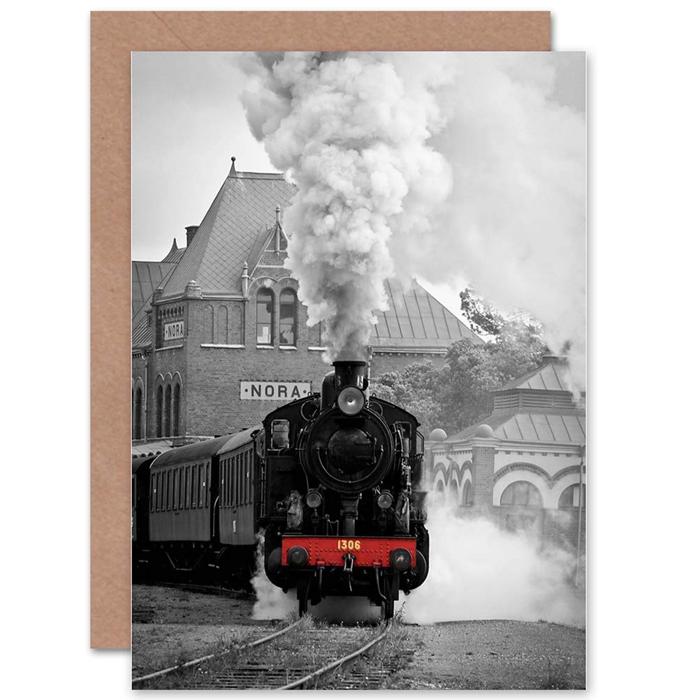 Wee Blue Coo Blue Wee Coo Steam Train Locomotive Transport Rail Photo Blank Greetings Card