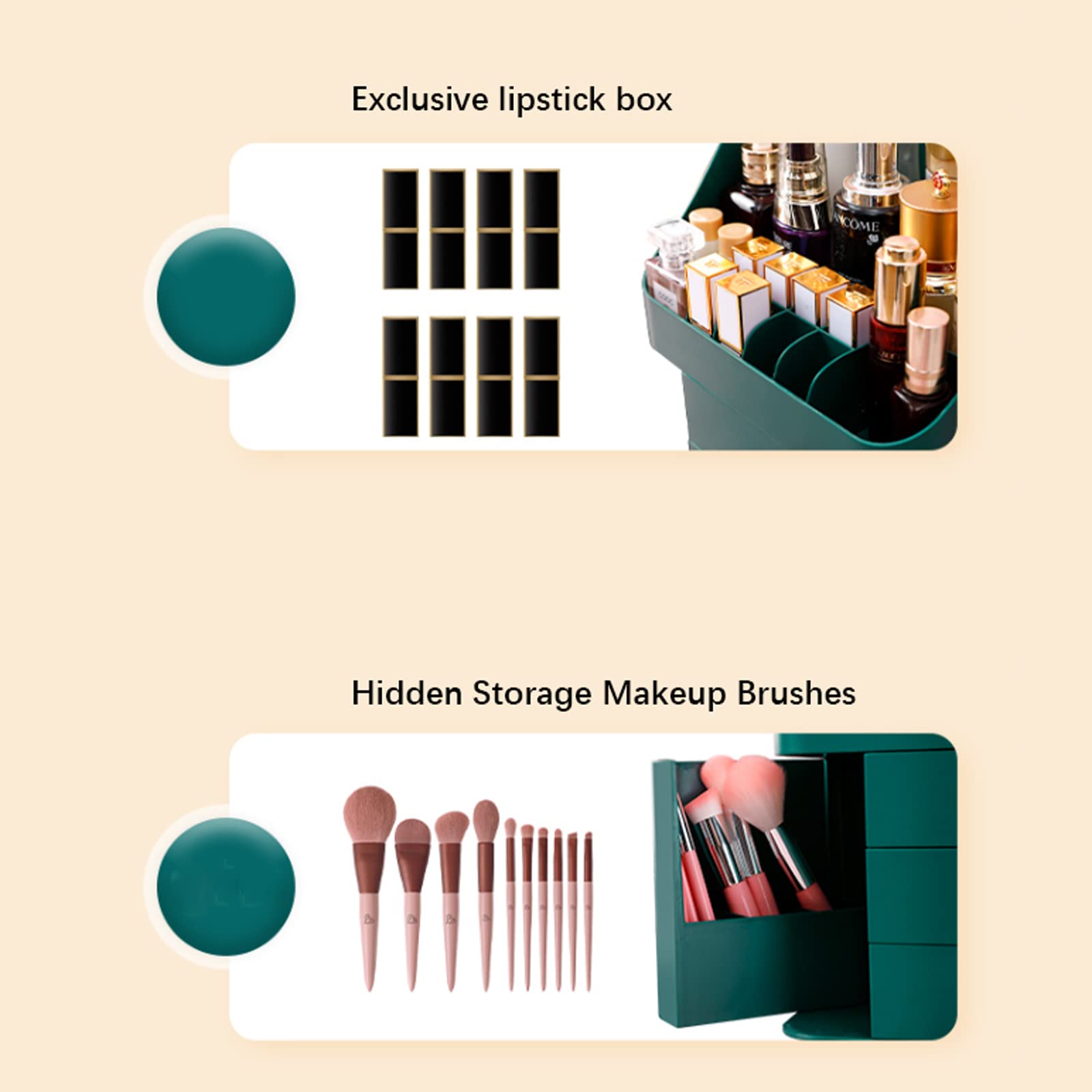Rangement de Maquillage,Organisateur de Soins de la Peau, Organisateur de Maquillage avec tiroirs,Rangement de comptoir(A)
