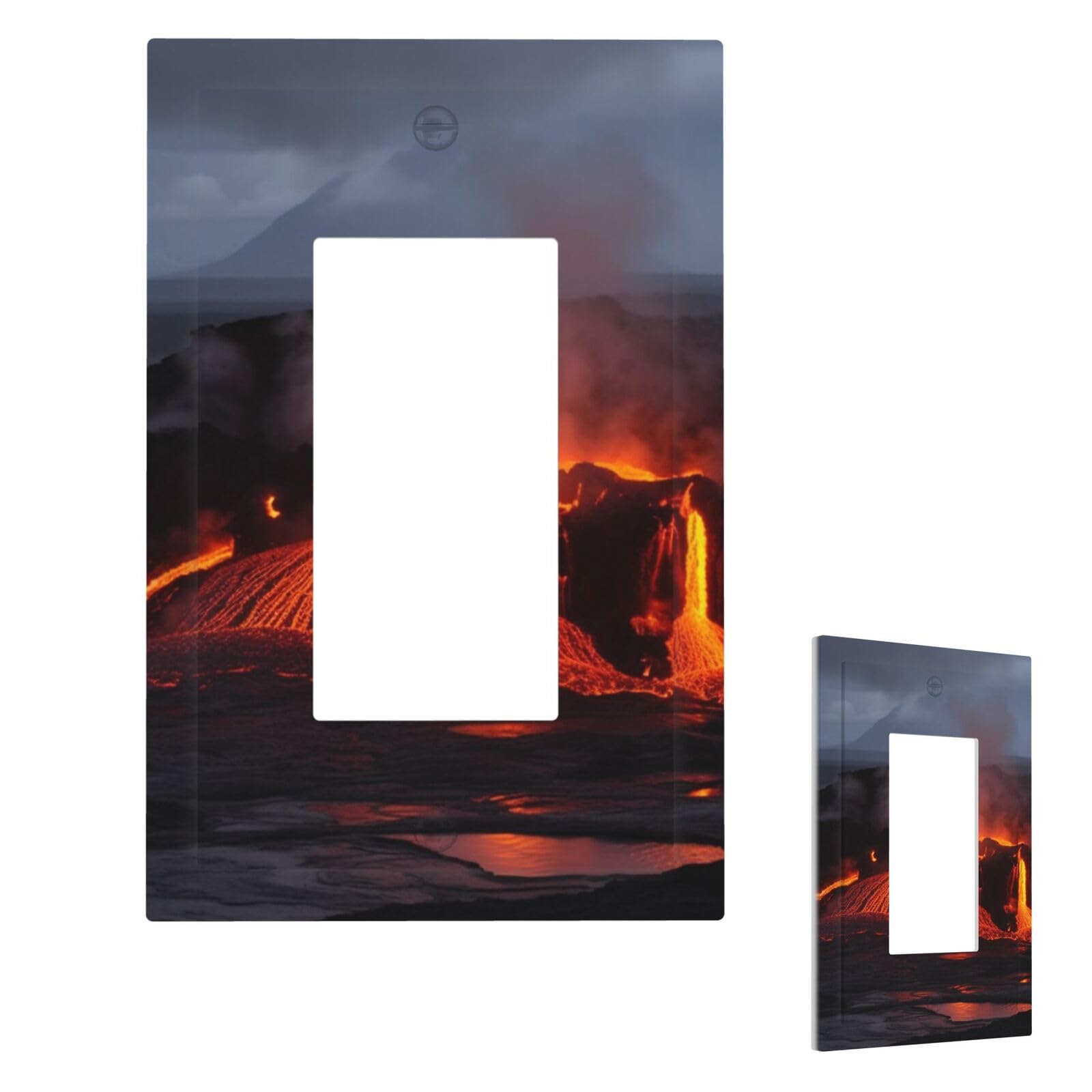Kilauea Volcano Wall Plate Cover Modern Decorative 1 Gang Light Switch Cover Unbreakable Receptacle Outlet Covers For Living Room Bedroom Home Decor 1 Gang