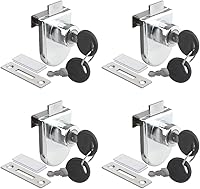 Vista 10 de Paquete de 4 cerraduras de gabinete de aleación de zinc de doble vidrio con 2 llaves iguales para puertas de vidrio 407 de 0.177-0.315 in