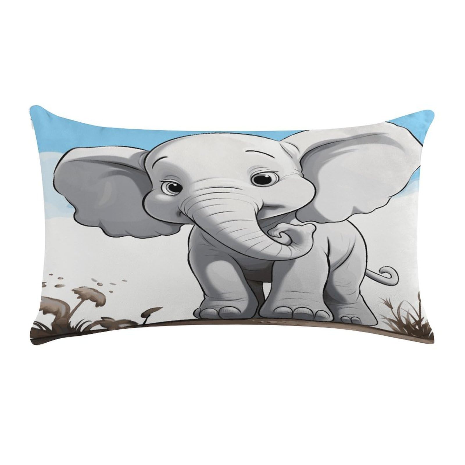 LDGSUPH White Elephant Throw Pillow Cover with Zipper Long Throw Pillow Case Anti-Fading Pillow Protector Super Soft Decorative Cushion Case Exquisite Plush Pillowcase12 X 20 in