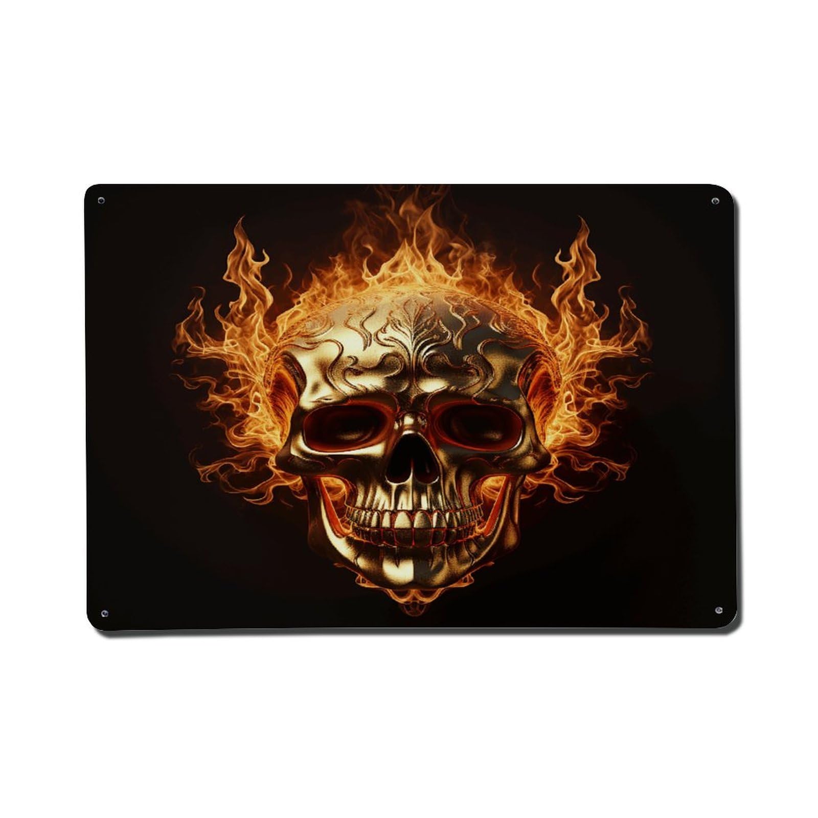 Adfgyerh Style Skull And Flames Metal Signs Funny, Aluminum Tin Sign Indoor Outdoor Decor, Vintage Signs For Home Office Kitchen Bar Cafe Garden Farmhouse Wall Decor