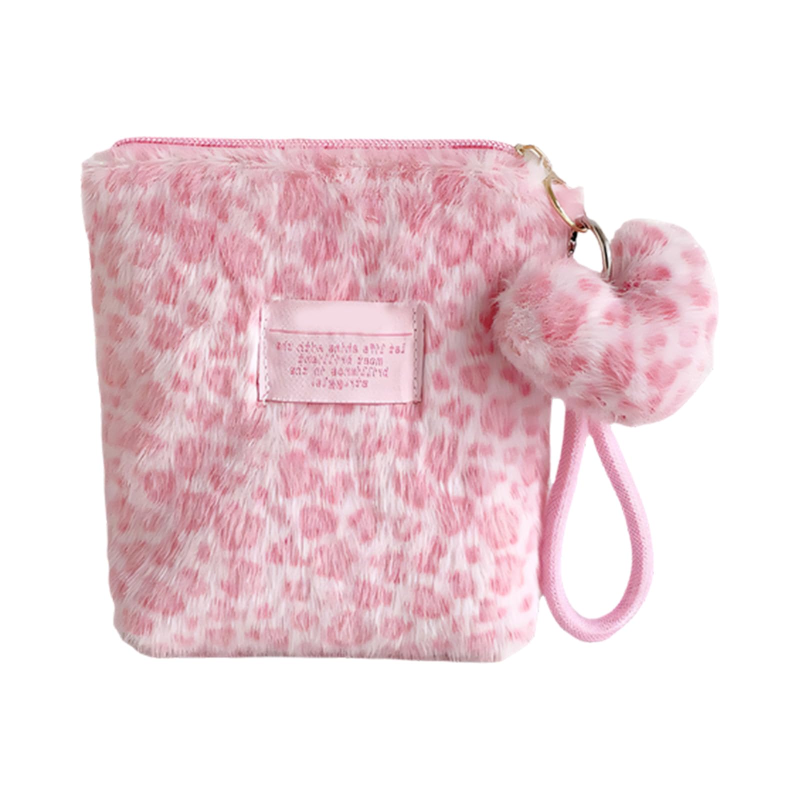 ZEPFJHE Plush Leopards Pattern Cosmetics Case Handheld Vanity Pouches with Spacious Compartment for Daily Use Women ' s Gift
