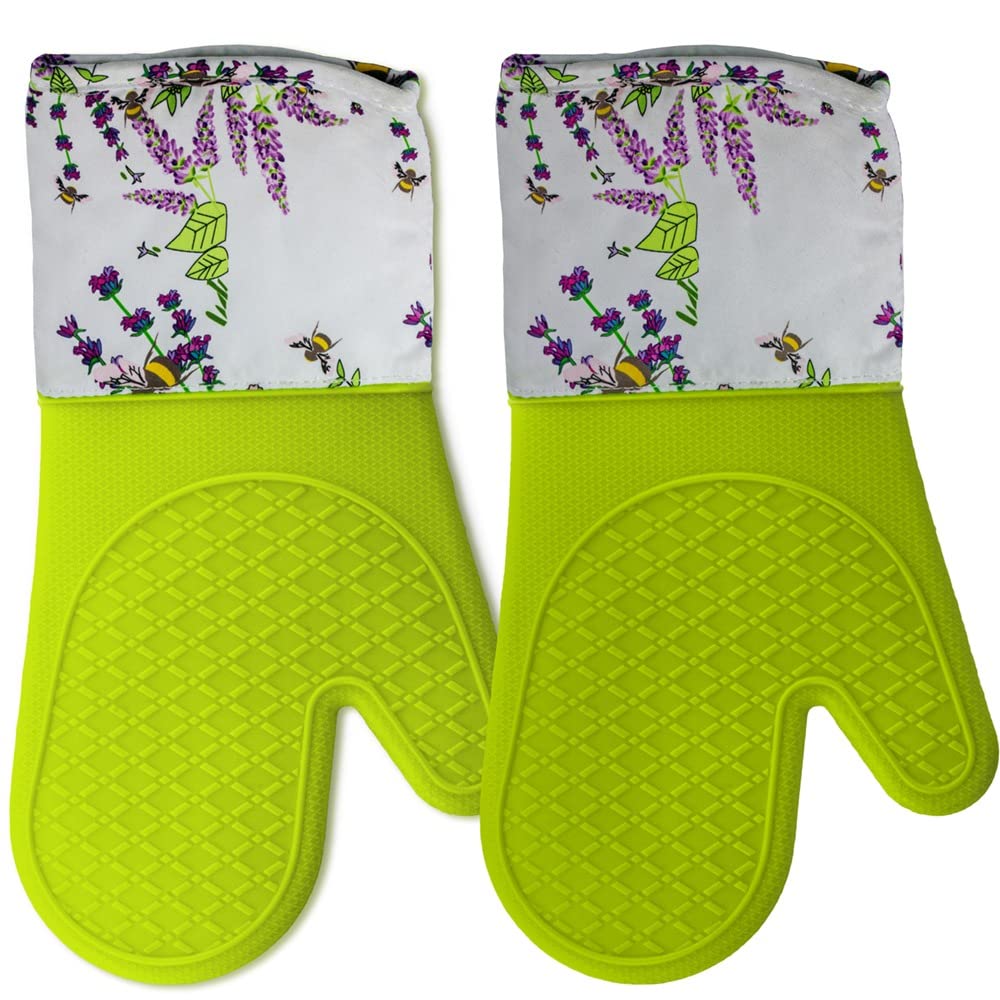 Chilgoza Green Silicone Oven Gloves Heat Resistant For Cooking Bbq Grilling Microwave