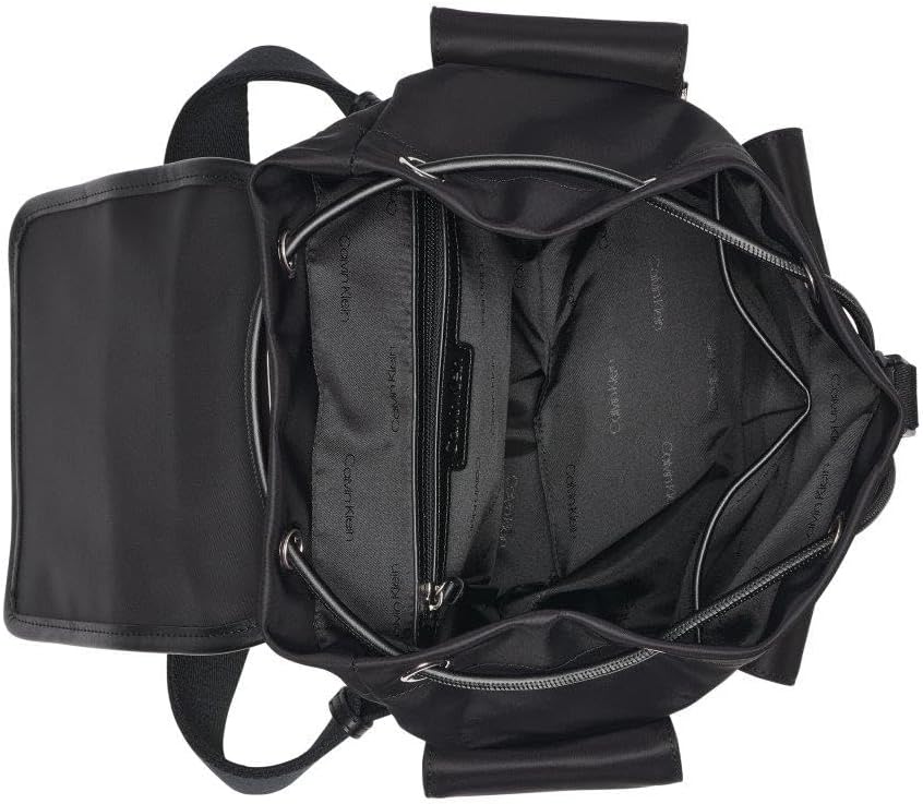 Calvin Klein Elora Organizational Backpack, Black/Silver, One Size