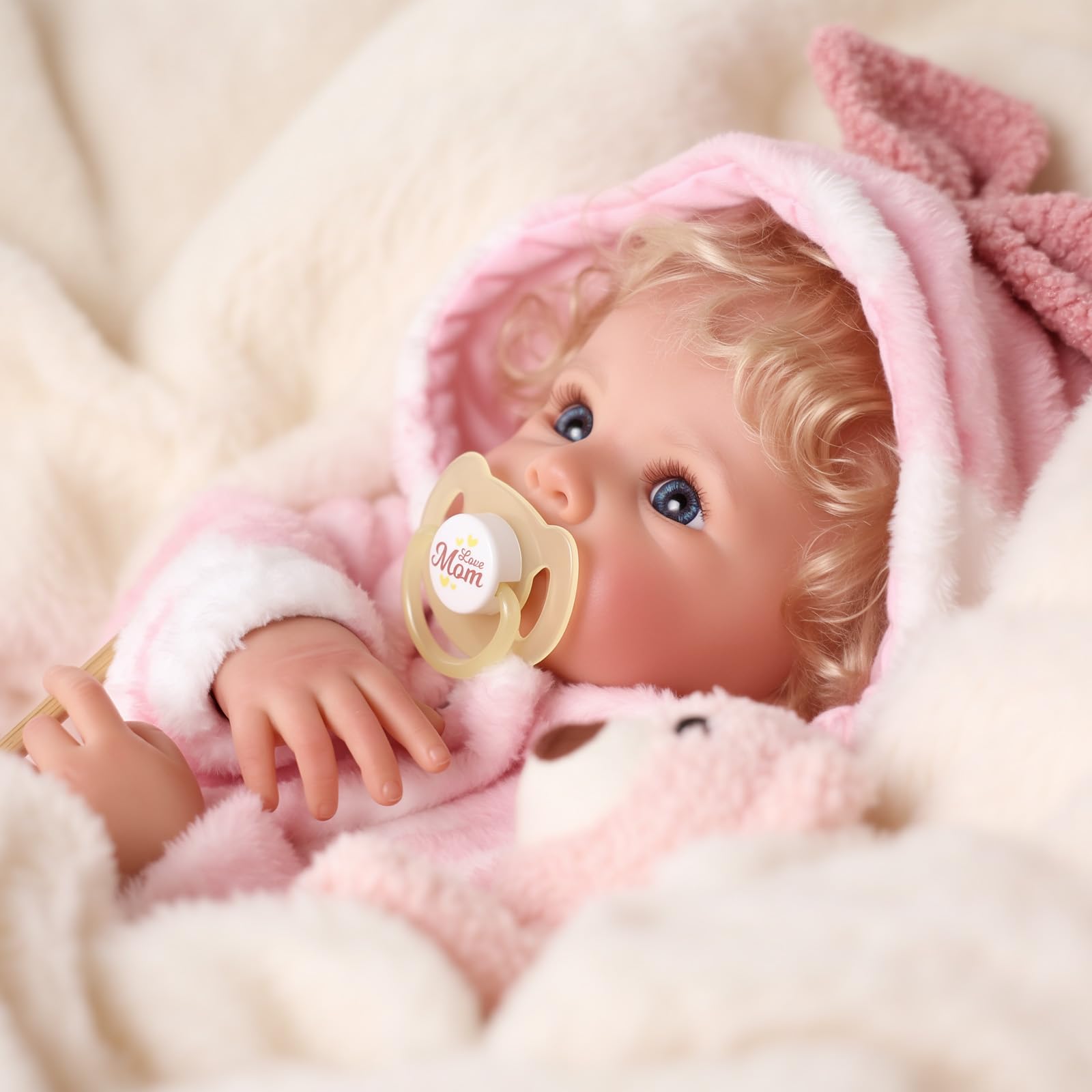BABESIDE Lifelike Reborn-Baby Dolls 17 Inch Realistic Newborn Babies Doll Girl Soft Body Blond Curly Hair Real Life Dolls with Gift Box for Kids Age 3+ Collectors - Image 3