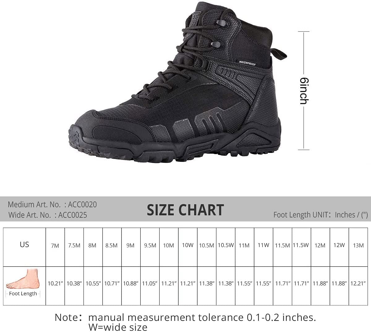 FREE SOLDIER Men's Hunting Boots Tactical Combat Military High Top Boots for All Terrain for Hiking, Work
